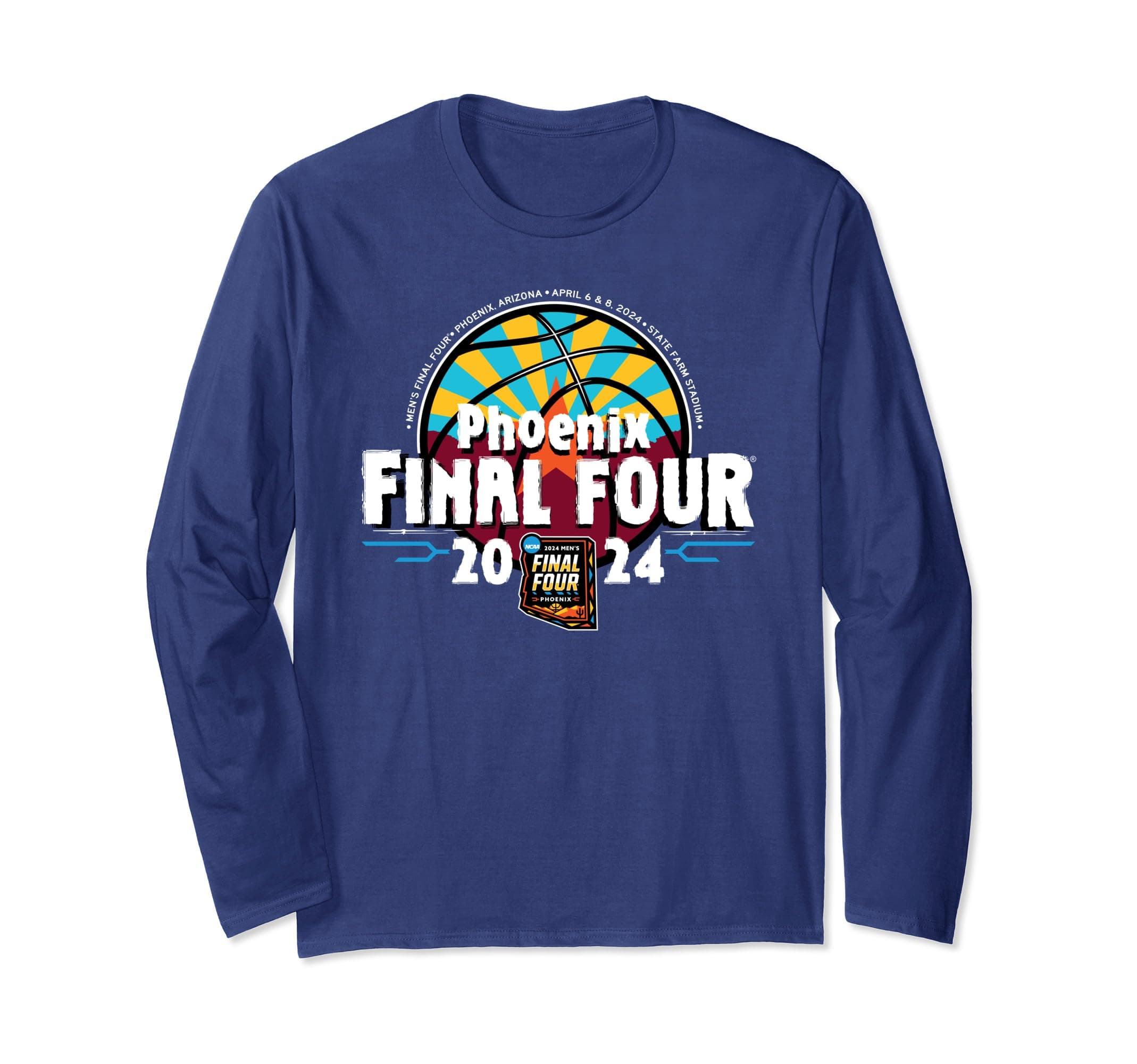 NCAA Final Four 2024 Basketball Phoenix Officially Licensed Long Sleeve T-Shirt