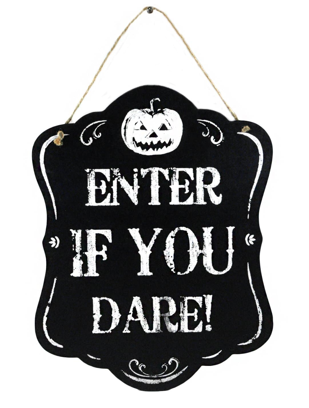 AWEHIRU SJL Company Enter If You Dare Black & White Wood Halloween Wall Hanger