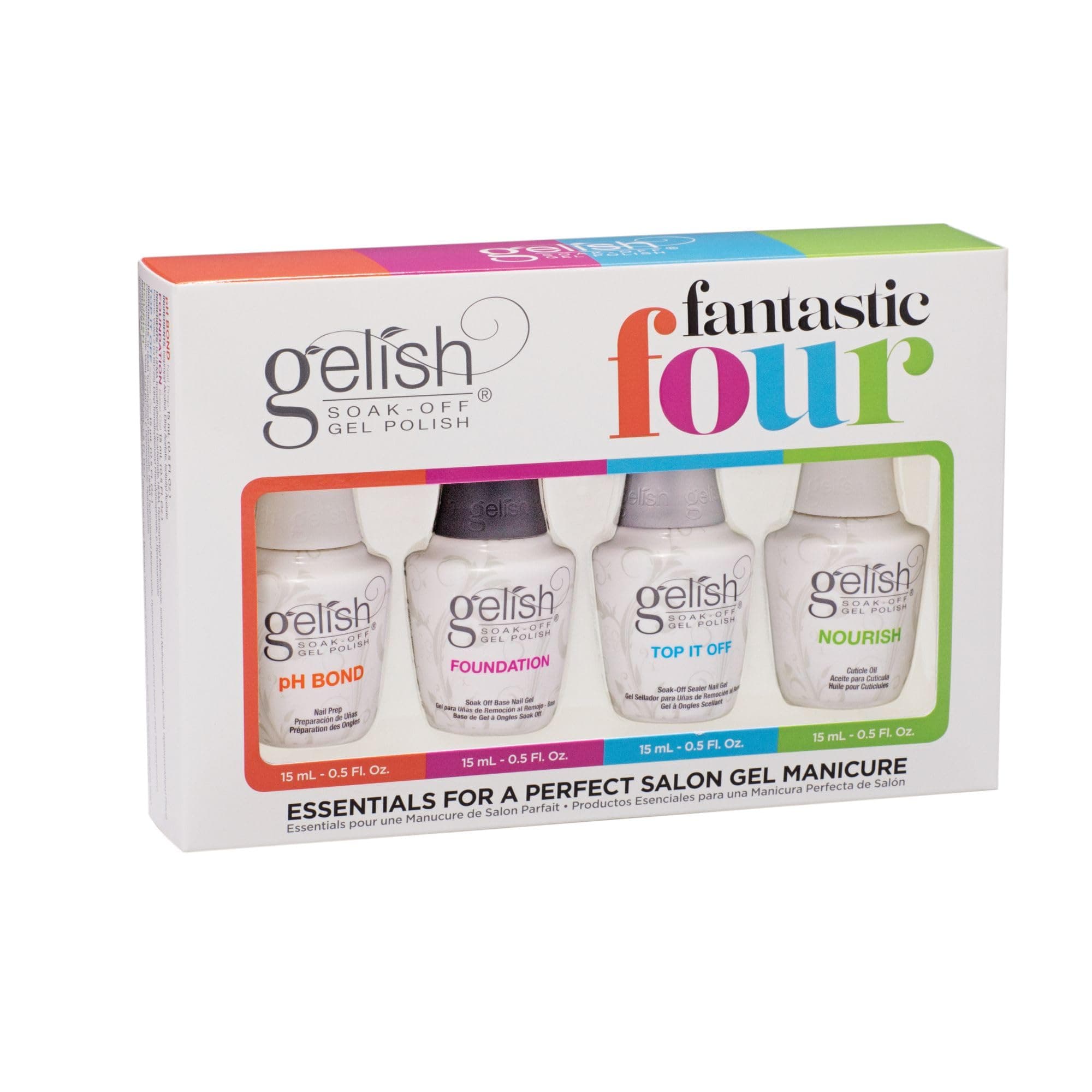 Gelish Fantastic Four Essentials Kit – Long-Lasting, Chip-Free Shine, Durable Finish, Complete Professional Manicure System for Salon-Quality Nails at Home