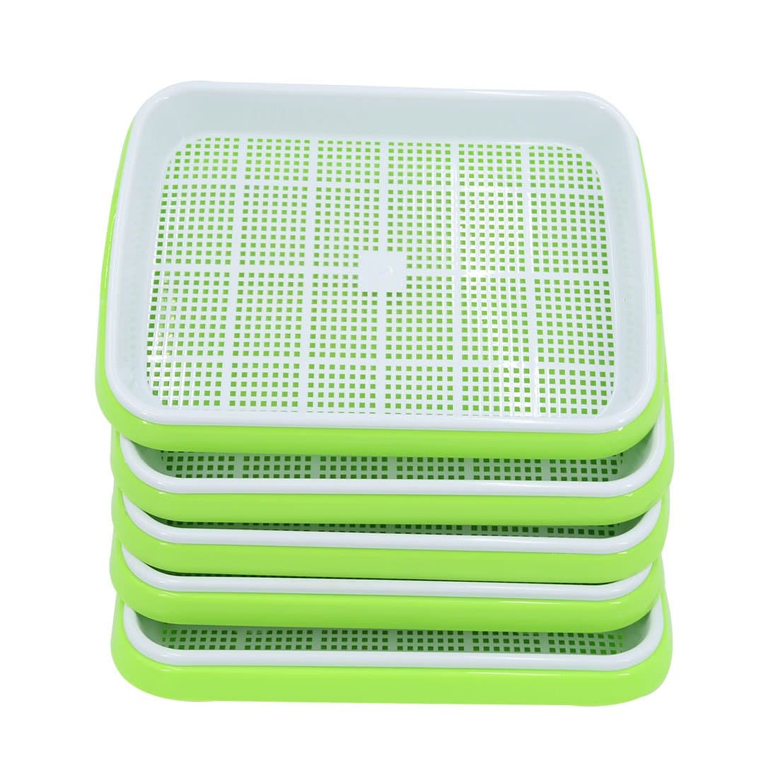 tenger 5-set Double-layer Seed Sprouter Tray Hydroponics Basket Seeding Germination Tray Flower Pot Vegetable Seeding Grow Case,34 * 24.5 * 10cm