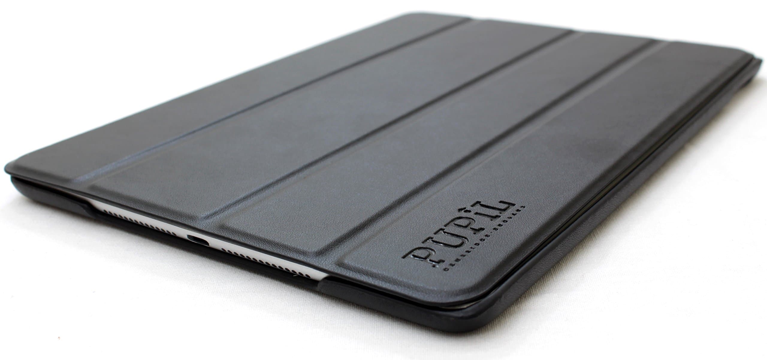 iPad Pro 9.7" (2016) Smart Four-Fold Case Cover By PUPiL of Cambridge, England Handmade Genuine Leather (Coal - Black)