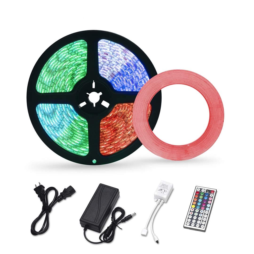 LED Strip Lights Waterproof,16.4ft 300leds RGB LED Light Strip 5050 Color Changing LED Strip Lights with Remote LED Tape Lights for Home Lighting Kitchen Decoration Mounting Tape