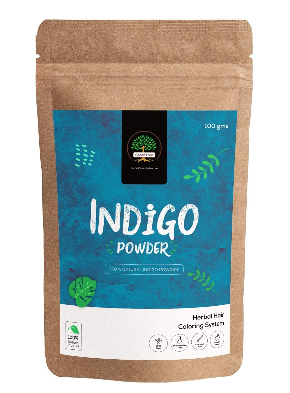 GreenTree Herbal Indigo Powder - Natural hair Color (100)