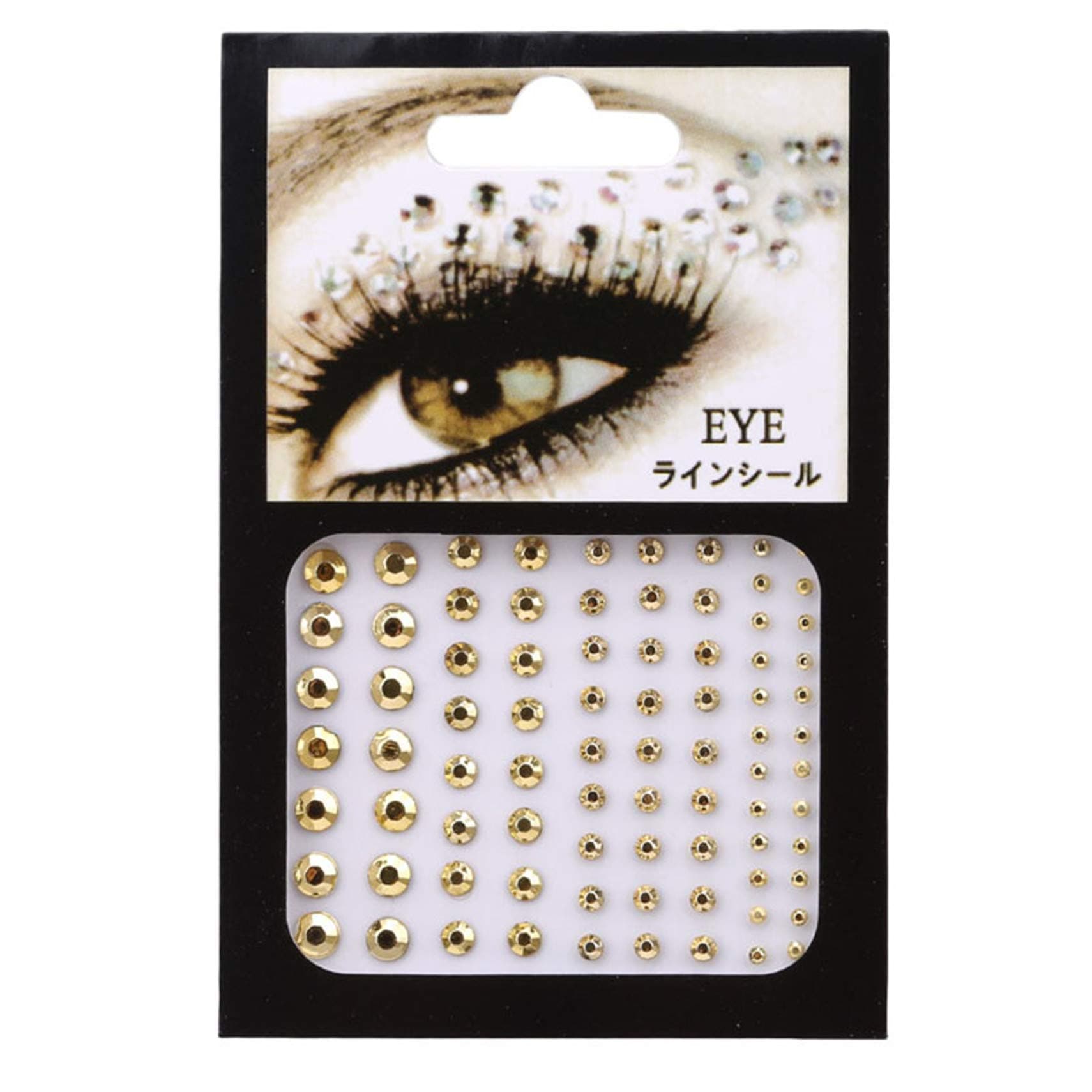 SONGLIN Crystal Eyes Stickers Tattoo Diamond Makeup Eyeliner Party Eyeshadow Face Sticker (Pleated Gold)