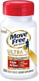 Move Free Ultra Triple Action Joint Support Supplement - Type II Collagen Boron & Hyaluronic Acid - Supports Joint Comfort, Cartiliage & Bones in 1 Tiny Pill Per Day, 160 Tablets (160 servings)*