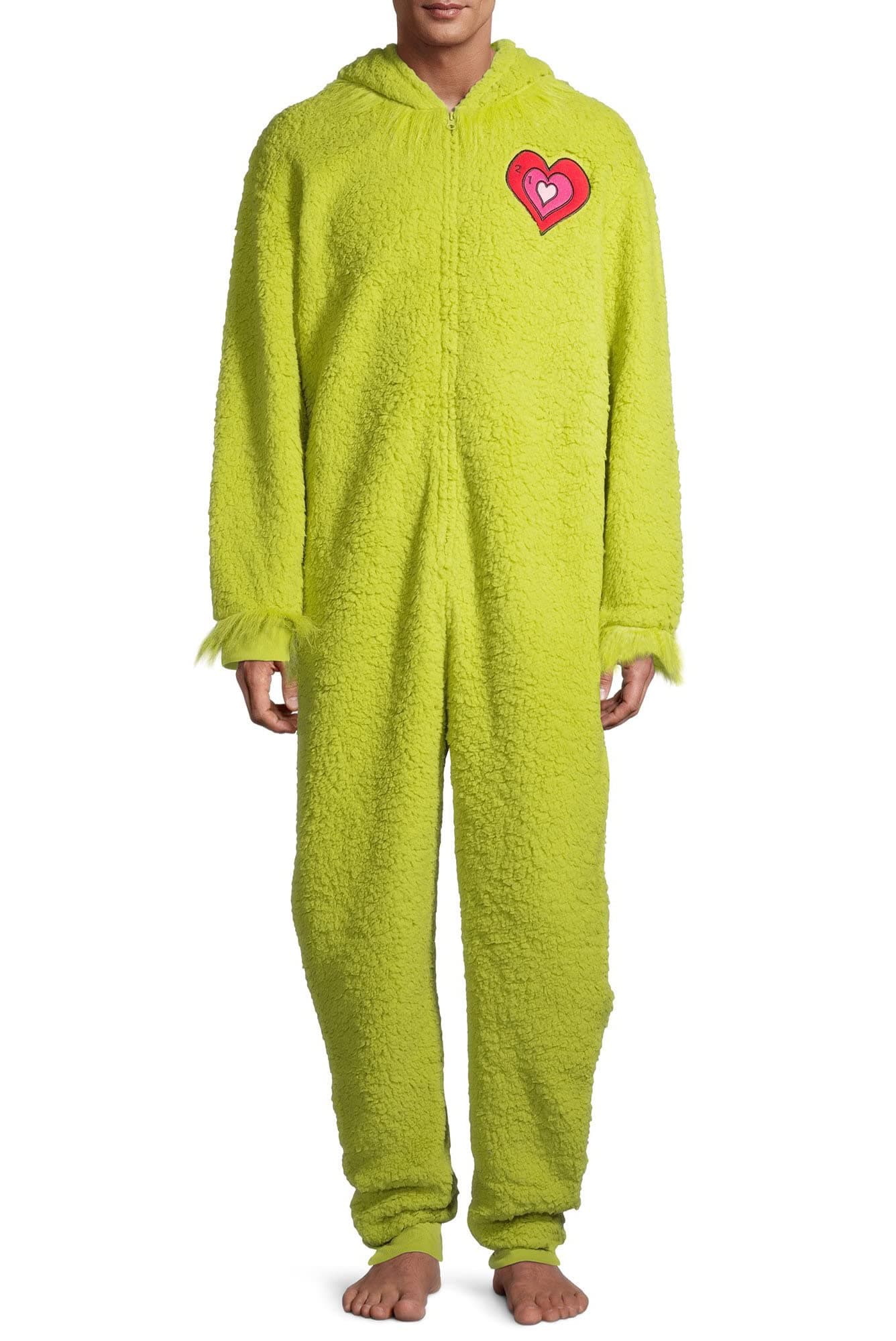 Men's Fuzzy Plush Warm Holiday Hooded Union Suit Pajamas