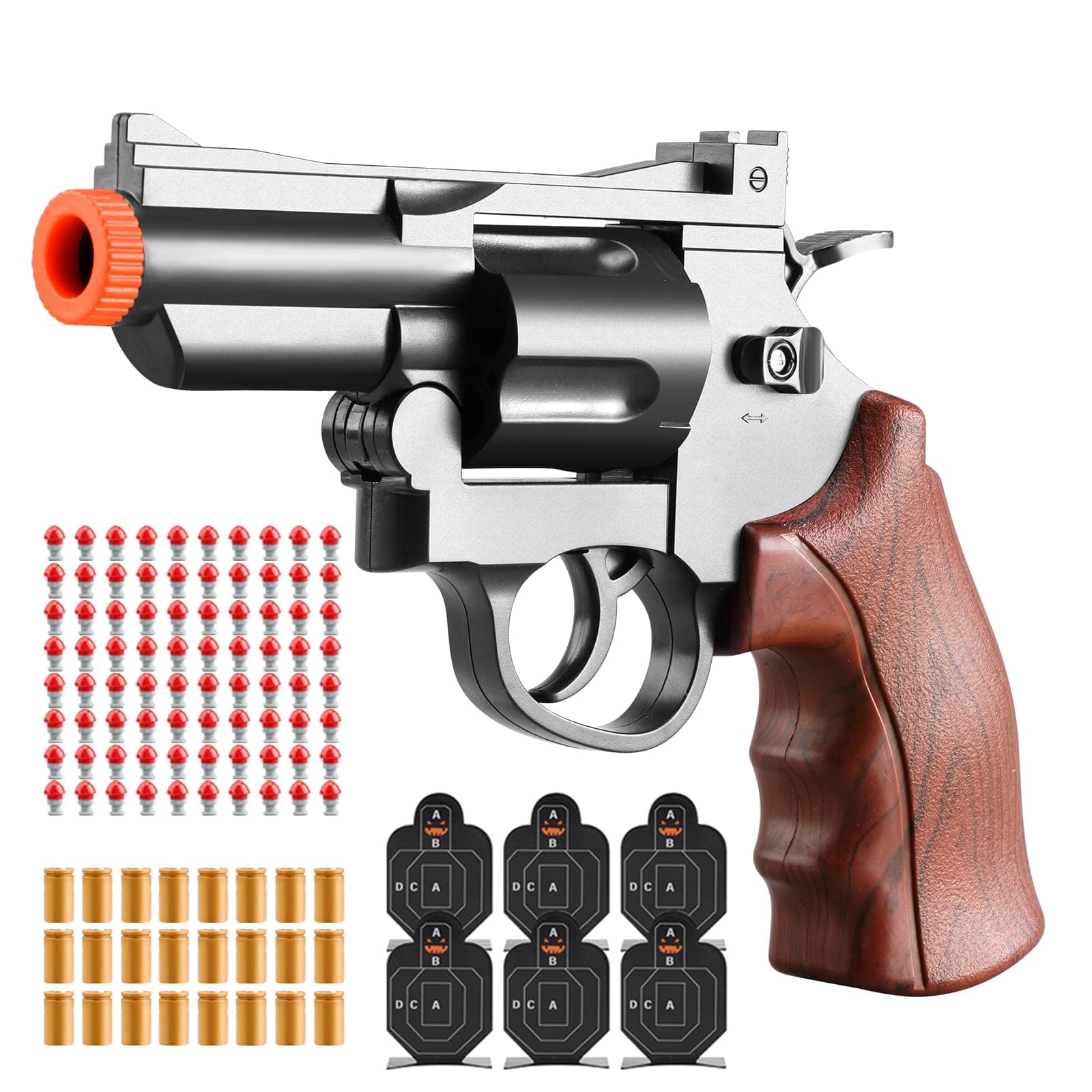 Revolver Toy Gun Pistol, Soft Bullet Toy Foam Pistol with 80 Bullets for 14+ Adults