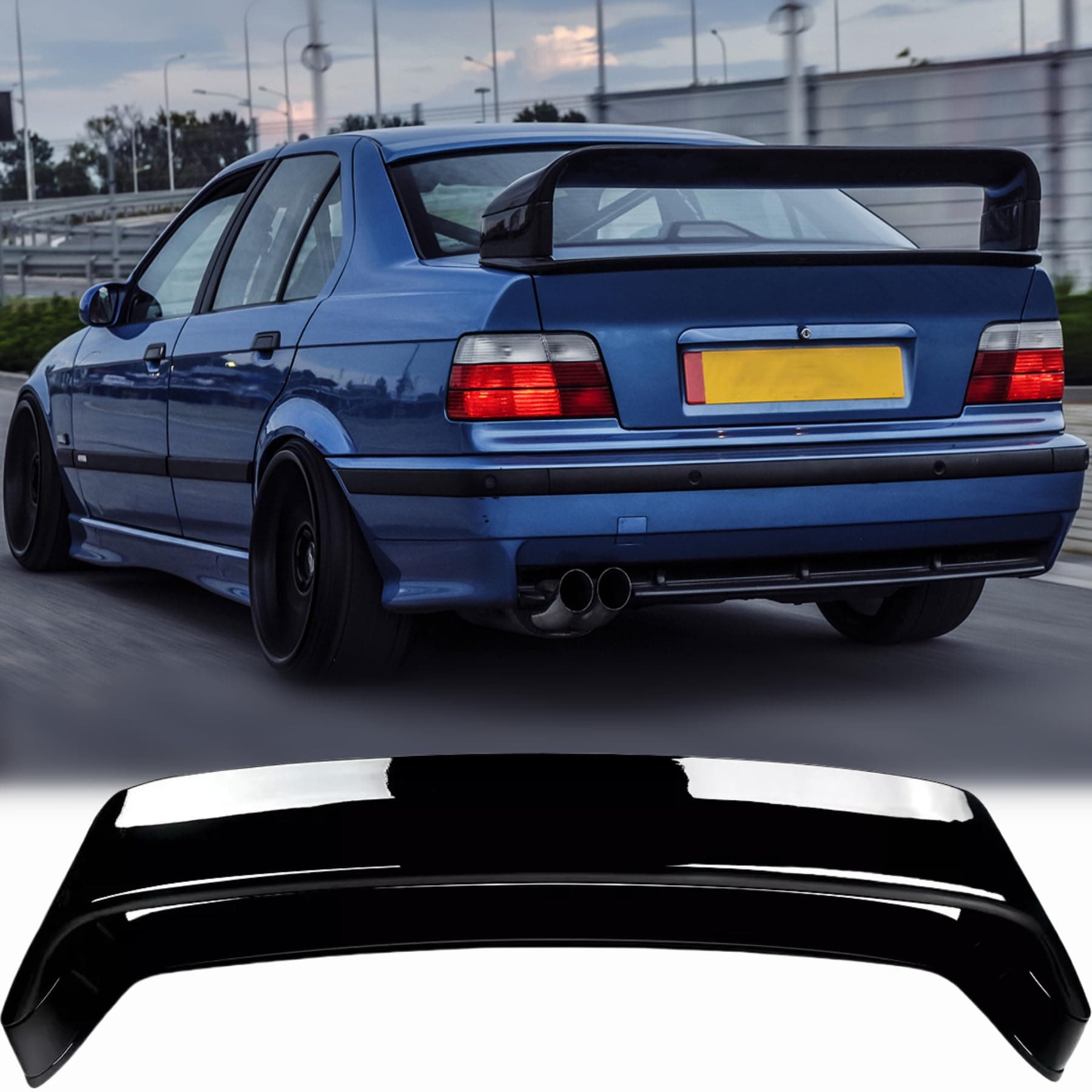 Rear Trunk Spoiler Wing Compatible with BMW E36 3 Series M3/ 318i/ 323i/ 325i/ 328i 1992-1999 Gloss Black LTW GT Style Decklid Lip Exterior Accessories