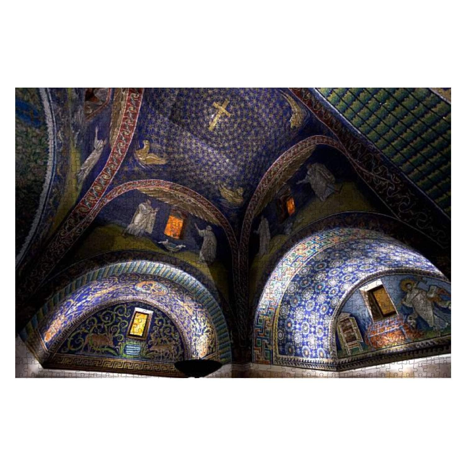Dark Blue Mosaic of The Galla placidia Mausoleum in Ravenn 1000 Piece Wooden Jigsaw Puzzle DIY Children Educational Puzzles Adult Decompression Gift Creative Games Toys Puzzles Home Decor