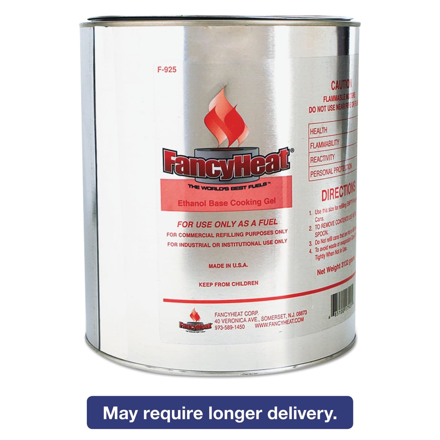 FHCF925 - Ethanol Gel Chafing Fuel Refill Can, 1 Gal, Commercial Refilling Purposes Only