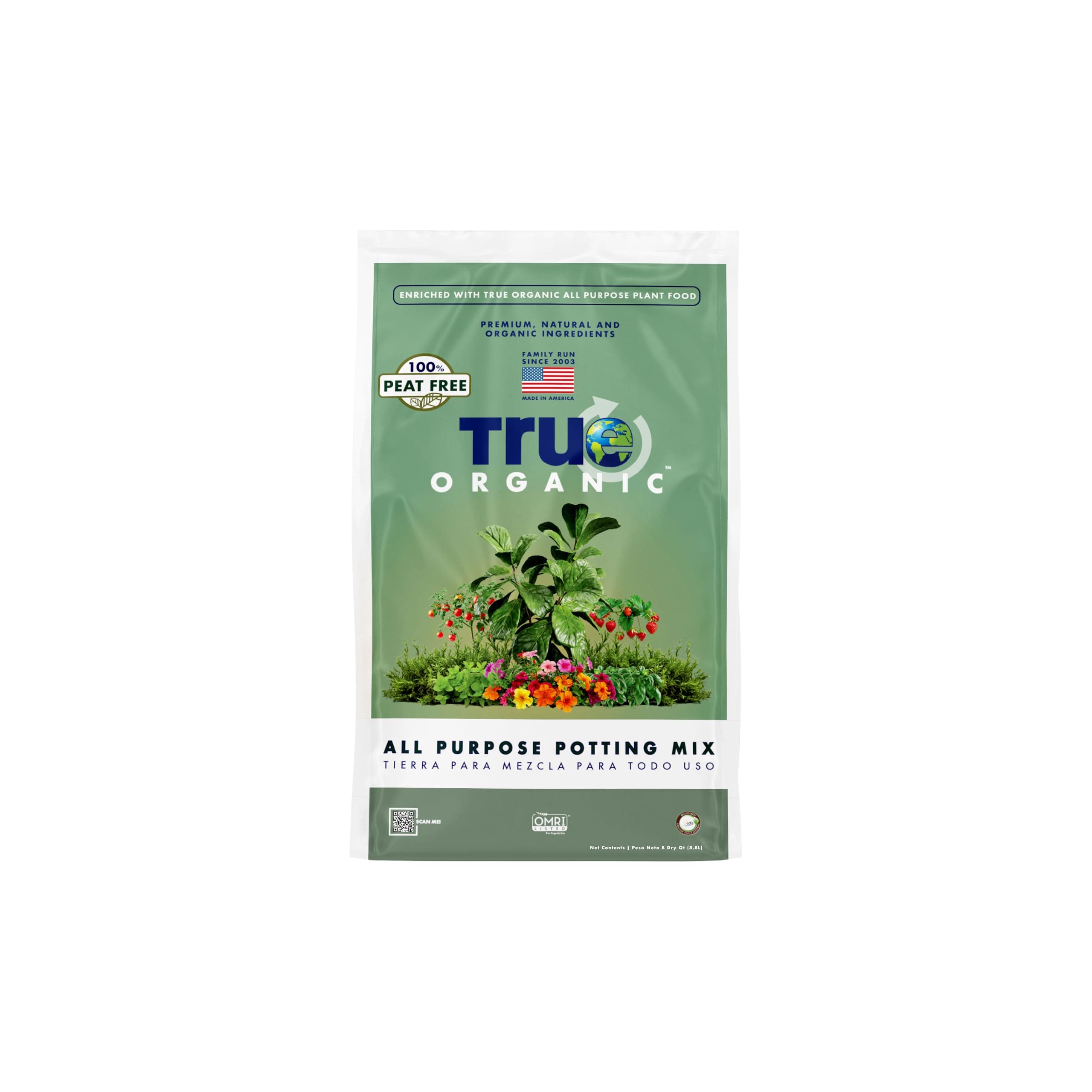 True Organic All Purpose Potting Mix – Organic Blend for Seedlings, Plant Starts, and Container Gardening – 8 Quart Bag