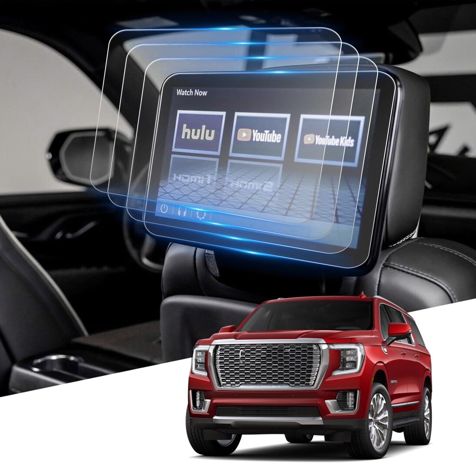 For 2024 Chevy Tahoe Screen Protector - (2PCS) 2021-2024 Tahoe Suburban& Yukon 12.6 Inch Rear Screen Protector 2021-2024 Tahoe Suburban& Yukon Accessories Ultra-Tough Screen Protector - Anti Glare