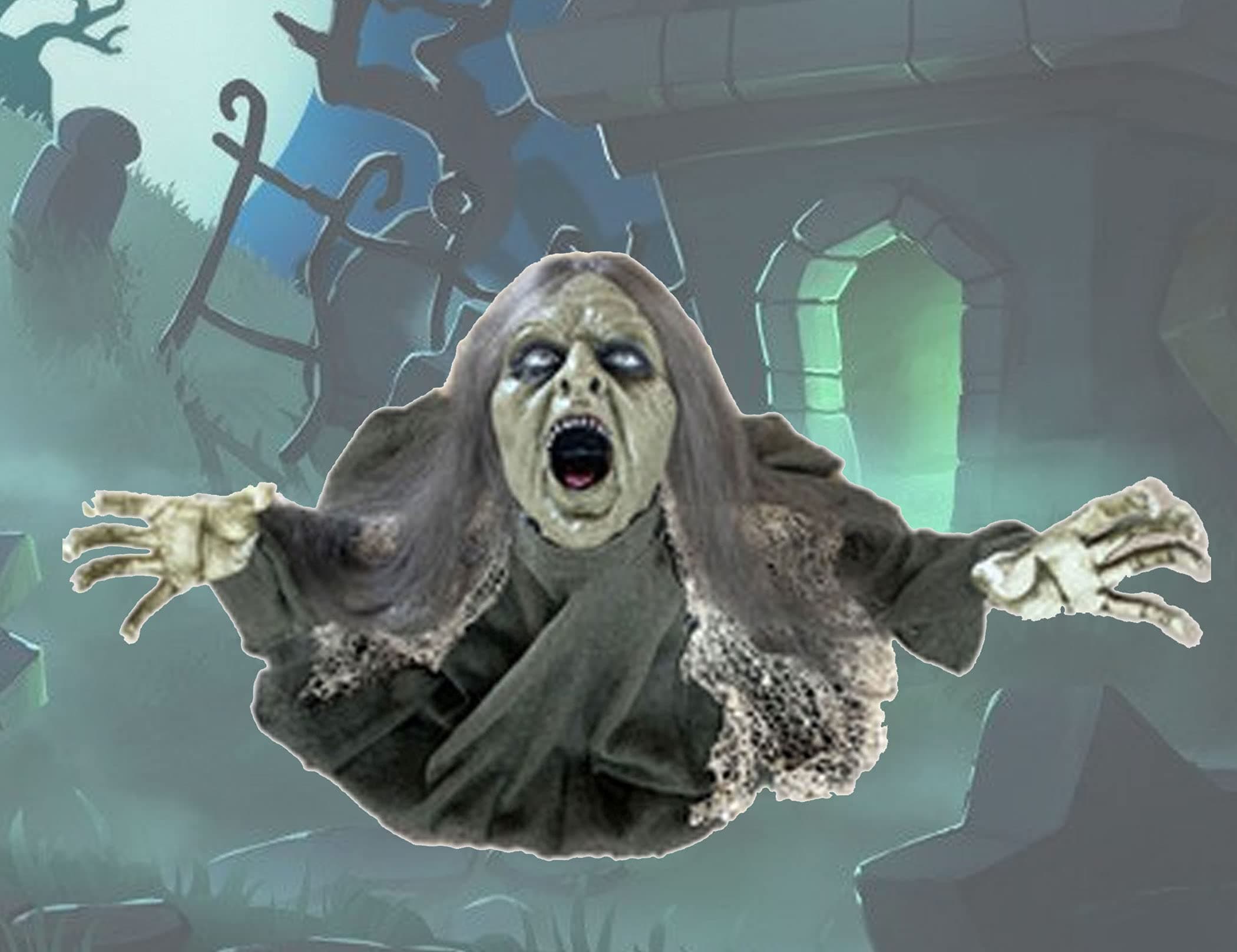 New Halloween Groundbreaker Animated Spooky Witch Groundbreaker Party Decor H:40cm Moving/Talks 3 AA Battery Operated