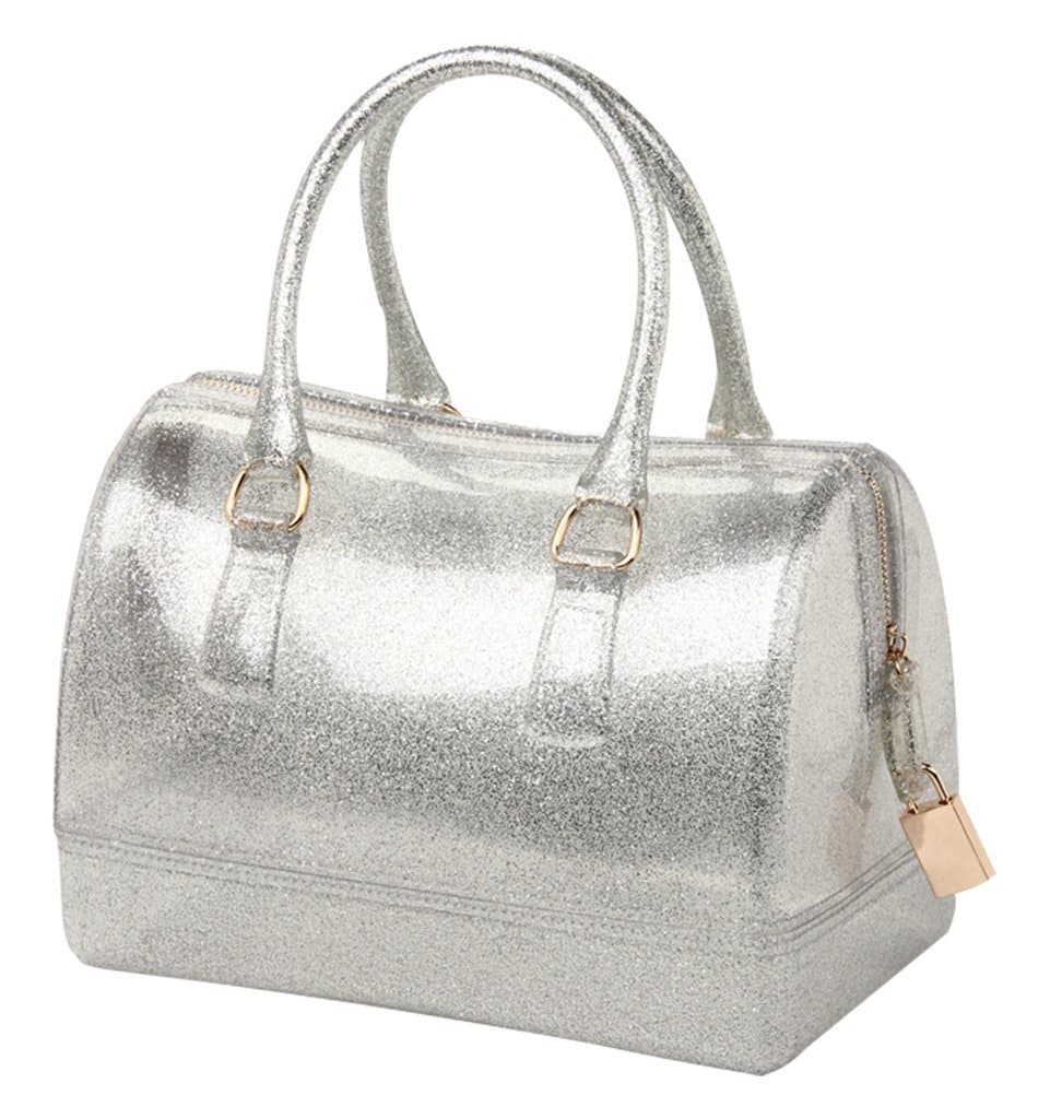 Remeehi Women Charming Jelly Pillow-shaped Shoulder Bag Top Handle Bag Tote (Silver)