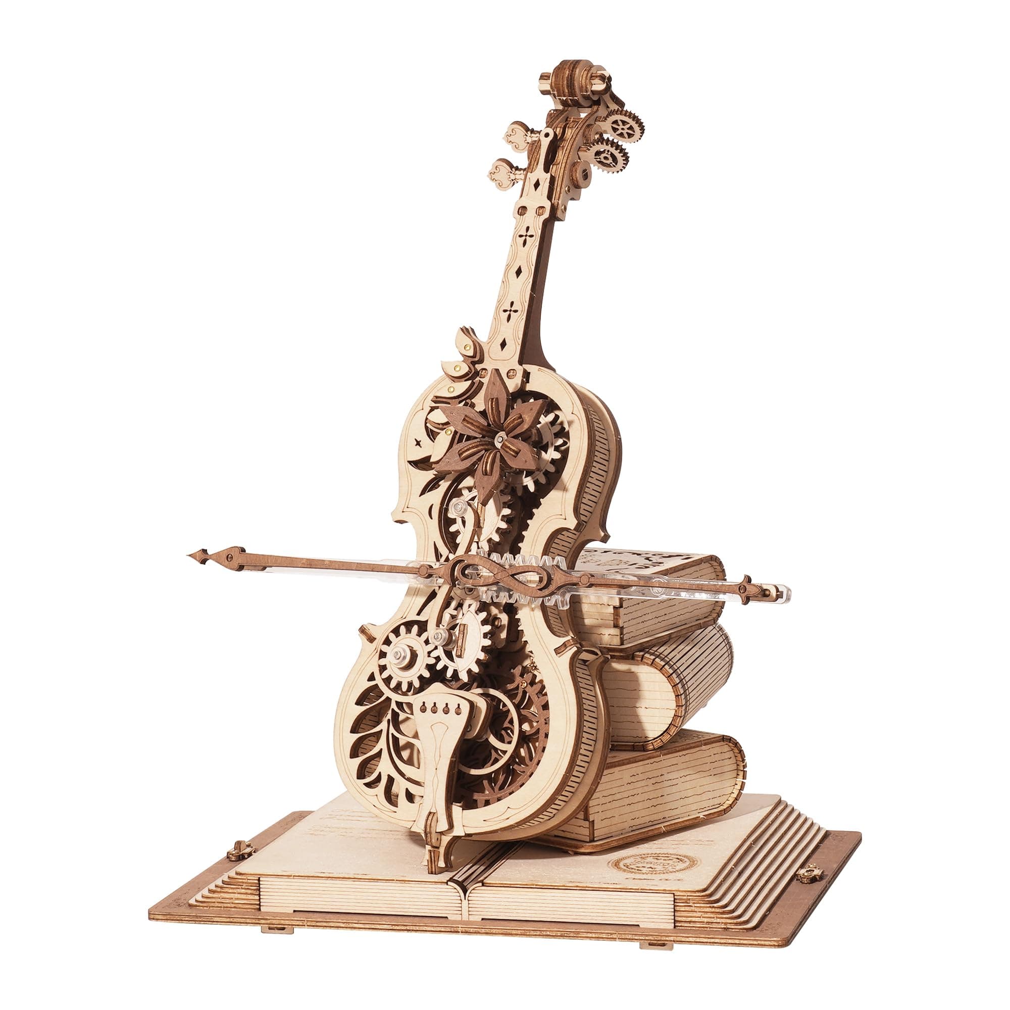 ROKR 3D Wooden Model Kits for Adult to Build Magic Cello Music Box Mechanical Model Assembly Wooden Puzzle Birthday Gifts for Teens and Adults