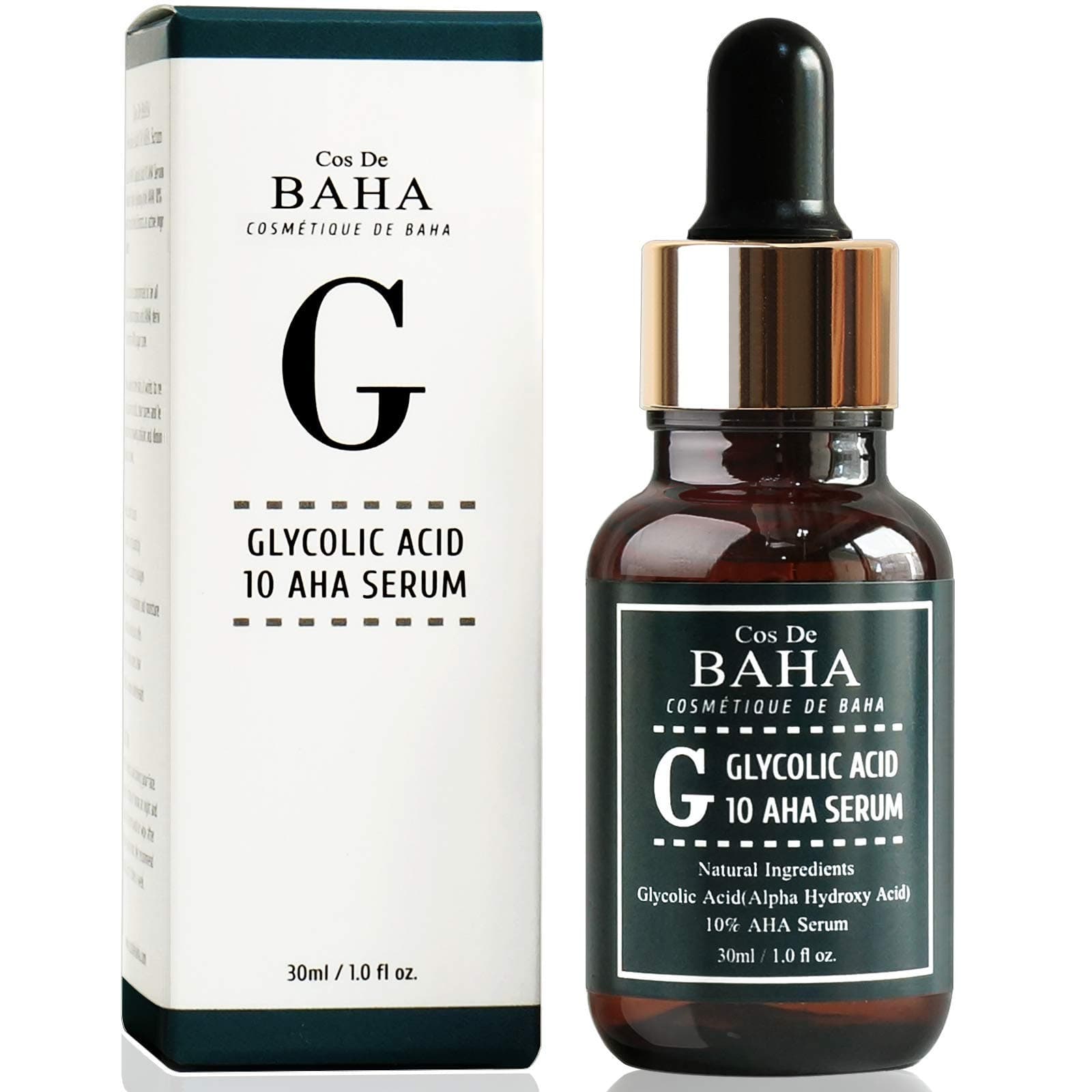 Glycolic Acid 10% AHA Serum - Gentle Exfoliating Formula with Aloe & Green Tea - Professional Facial Serum for Smoother Skin Appearance - Fragrance-Free Face Serum for All Skin Types, 1 Fl Oz (30ml)