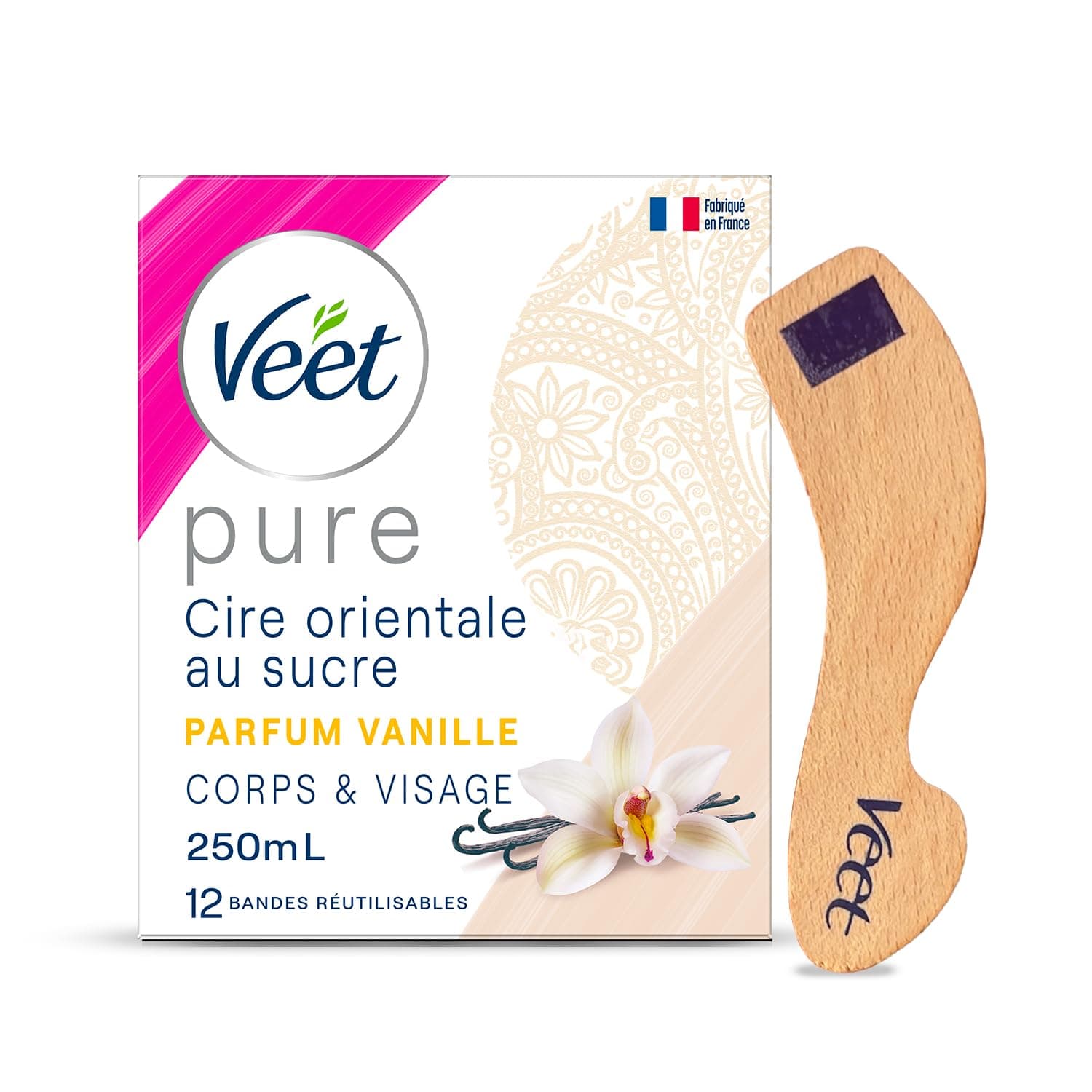 Veet Oriental Wax with Strips 250ml - Essential Oils and Floral Vanilla Fragrance