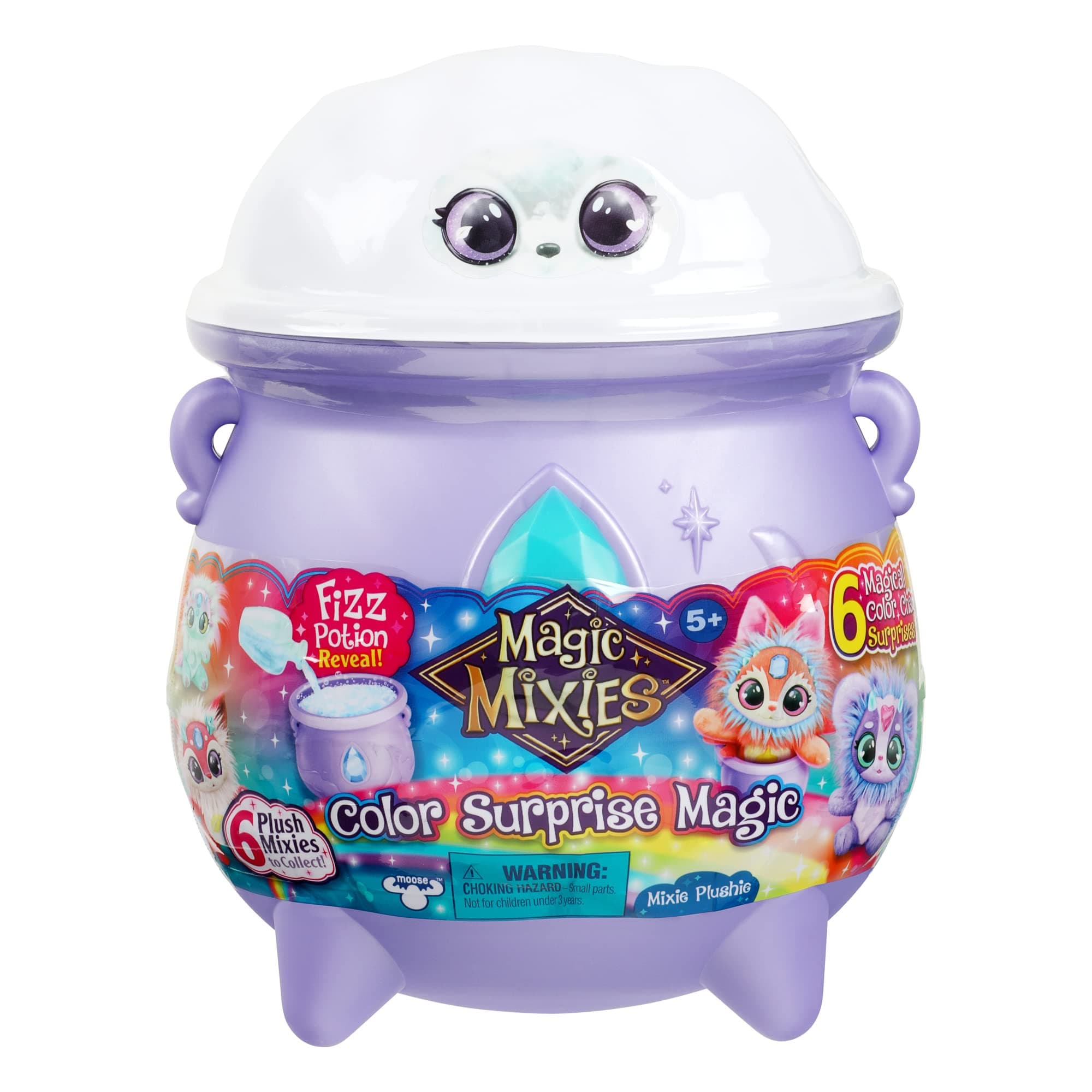 Magic Mixies Color Surprise Magic Cauldron. Reveal a Mixie Plushie from the Fizzing Cauldron and Discover 6 Magical Color Change Surprises