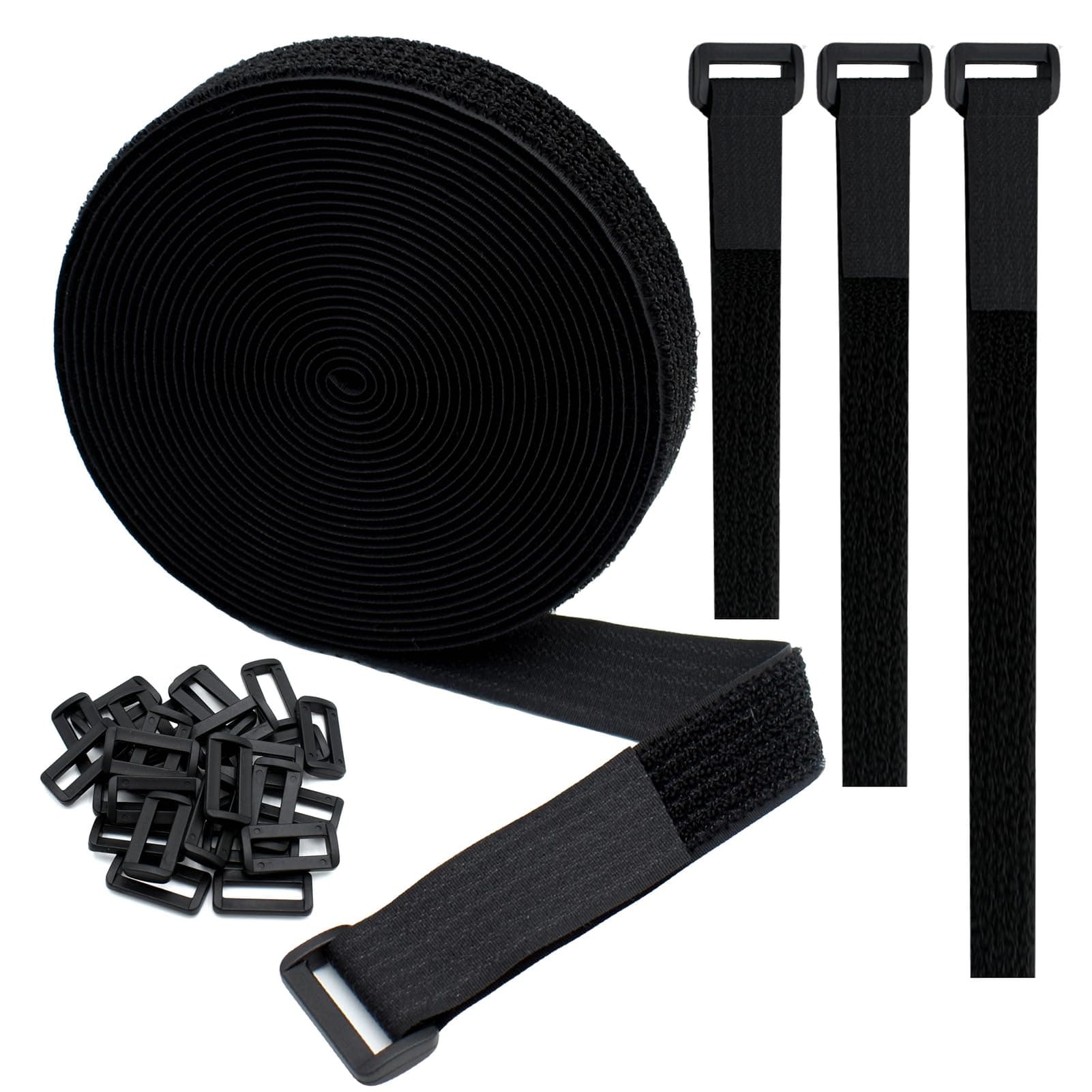 1"x20FT Hook and Loop Straps, with 30 Plastic Buckles