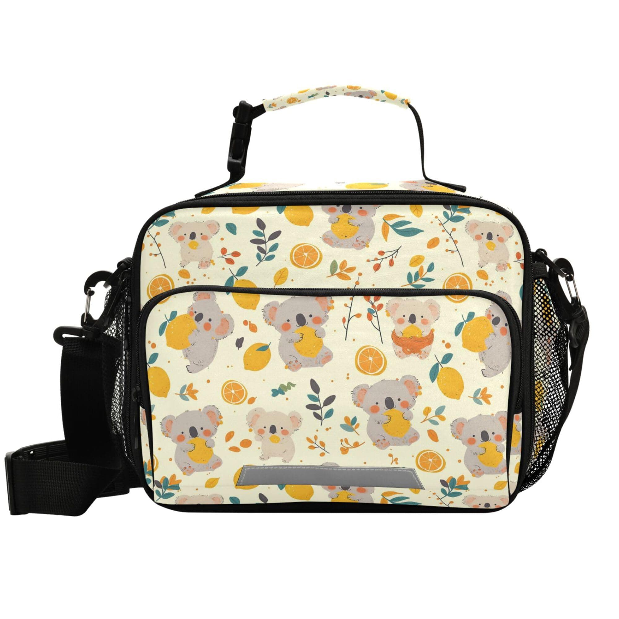 Koala Bear Lunch Bag with Shoulder Strap for Kids Boys Girls Teens Lemon Lime Tree Leaves Lunch Box Woman Tote Bags Water-resistant Insulated Warm Cooler Bag for School Work Office Camp(11x9x5 Inch)
