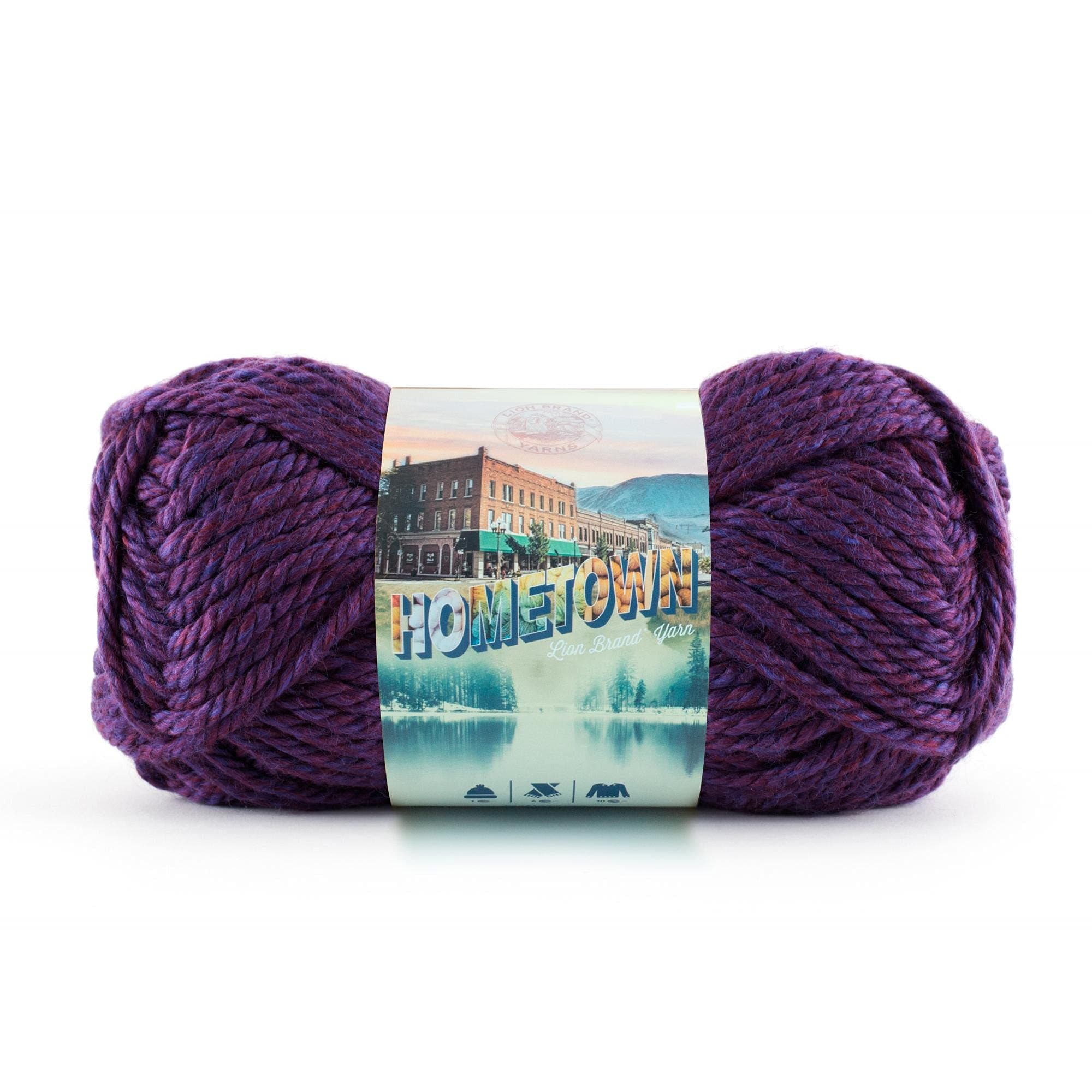 Lion Brand Yarn Hometown Yarn, Super-Bulky Yarn for Knitting, Crocheting, and Crafting, 1 Pack, Portland Wine
