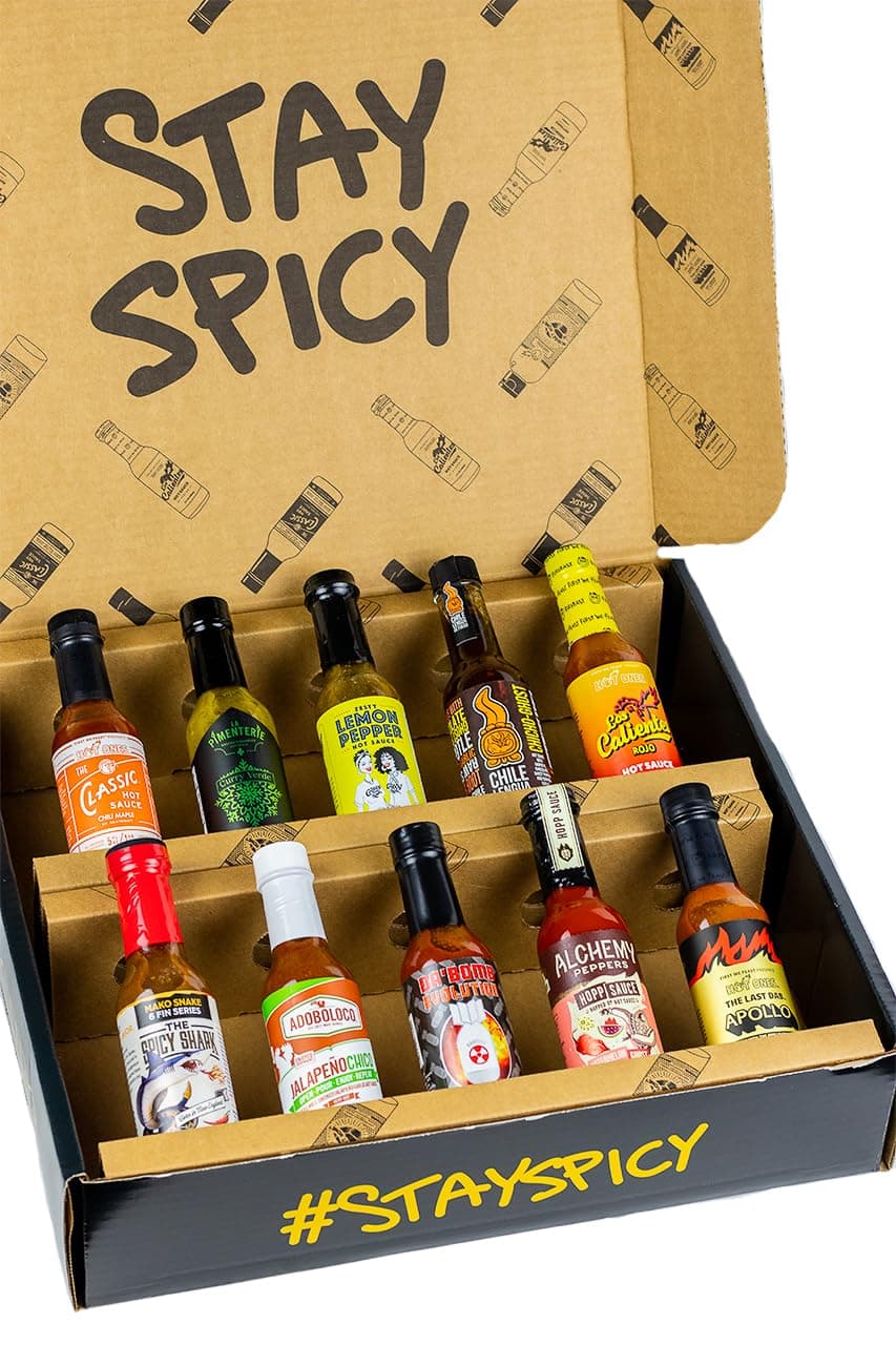Hot Ones Season 21 Lineup, Hot Sauce Challenge Kit Made with Natural Ingredients, Unique Condiment Gift Box is the Ultimate Variety Pack for Spice Lovers, 5 fl oz Bottles Produced in Small Batches (10-Pack)