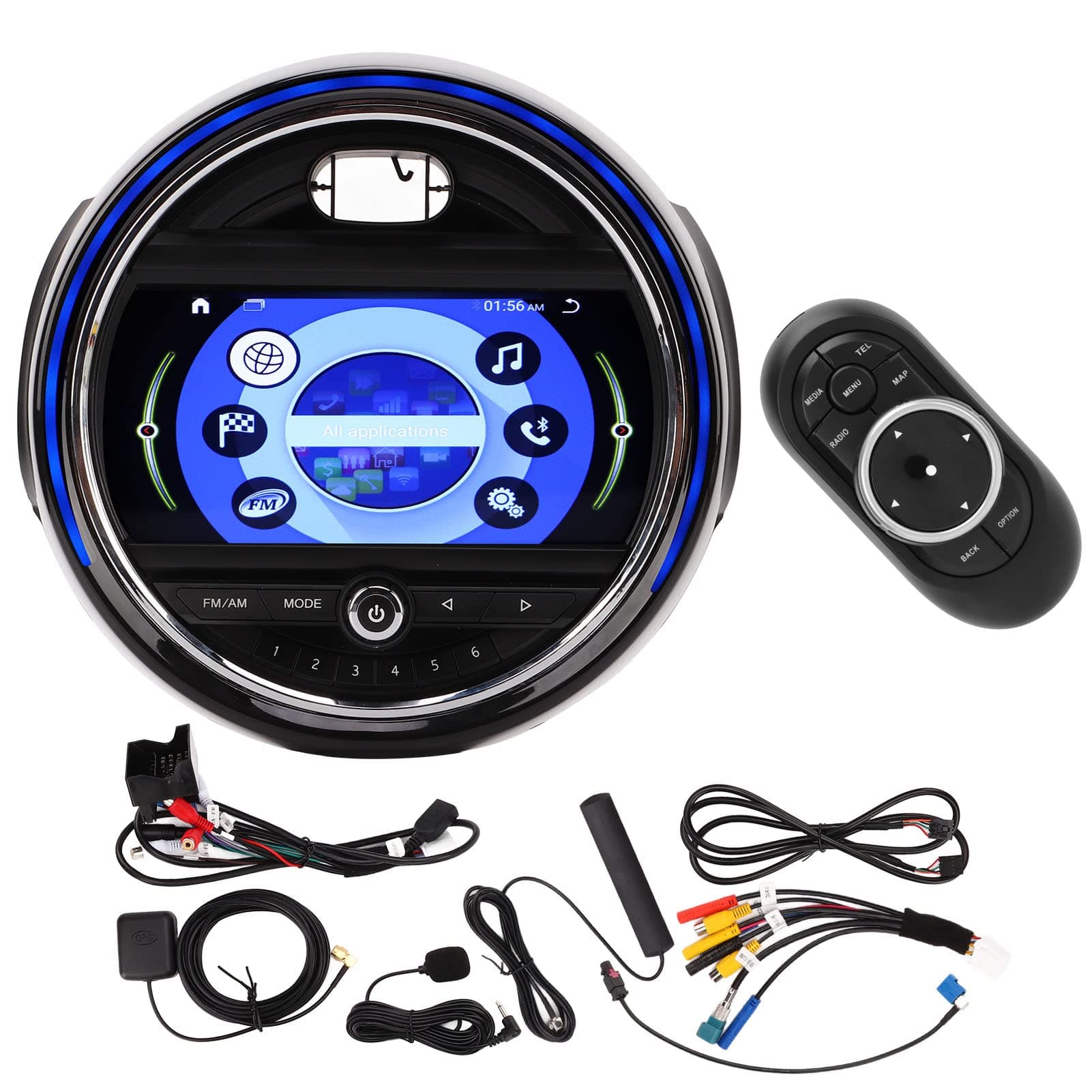 Car Stereo, 4G Ram 64G ROM Car G-P-S Navigation Steering Wheel Control BT Touch Screen for Android 11 Operating System