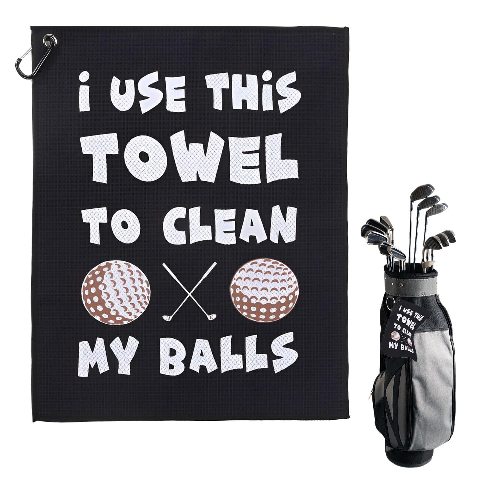 Golf Towels for Golf Bags with Clip,1 Pcs Golf Cleaning Towel,Funny Golf Towels for Men Women,Microfibre Golf Towel,i Use This Towel to Clean My Balls Personalised Golf Towel