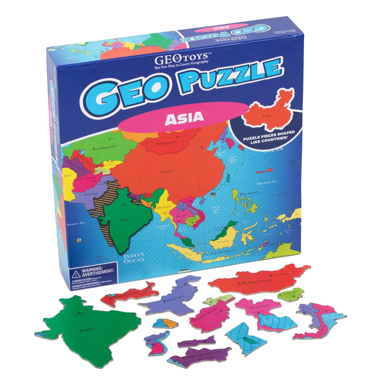 GeoPuzzle, Asia Jigsaw Puzzles, 50 Pc Geography Puzzle, Geography Game & Map Puzzle, Jigsaw Puzzles for Kids Ages 6-9, Stocking Stuffers for Kids, Christmas Gifts for Grandkids
