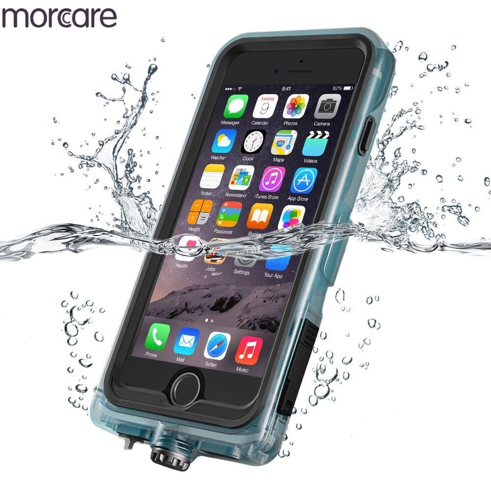 Morcare Waterproof Case with Belt Clip Armband, Protective Shockproof Full-Sealed Transparent Cover IP68 Absolutely 100% Waterpeoof for Swimming Floating Apple iPhone 6/6s-Black