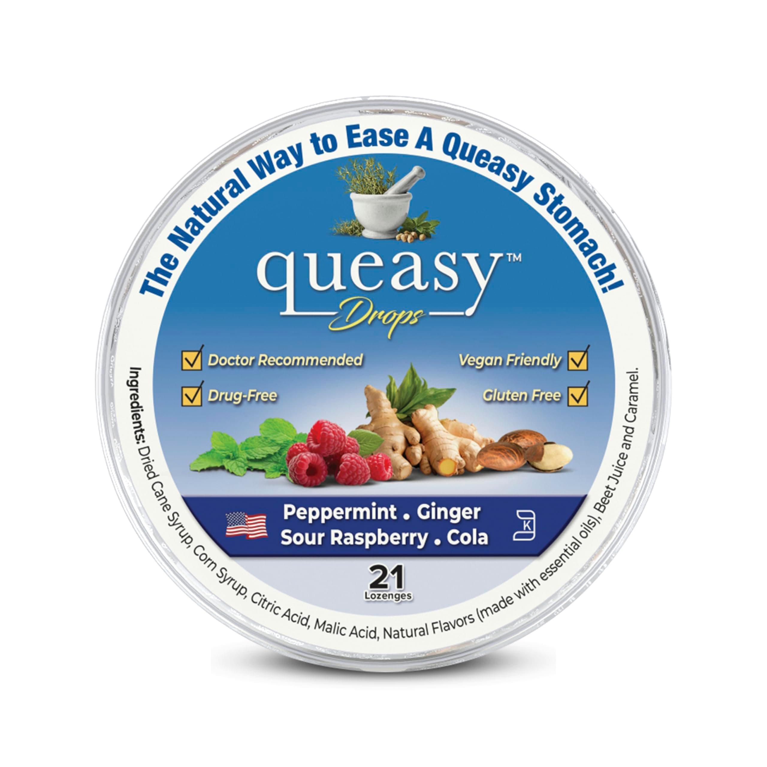 Three Lollies SF24262 Queasy Drop for Nausea Relief, Assorted, 21 Count