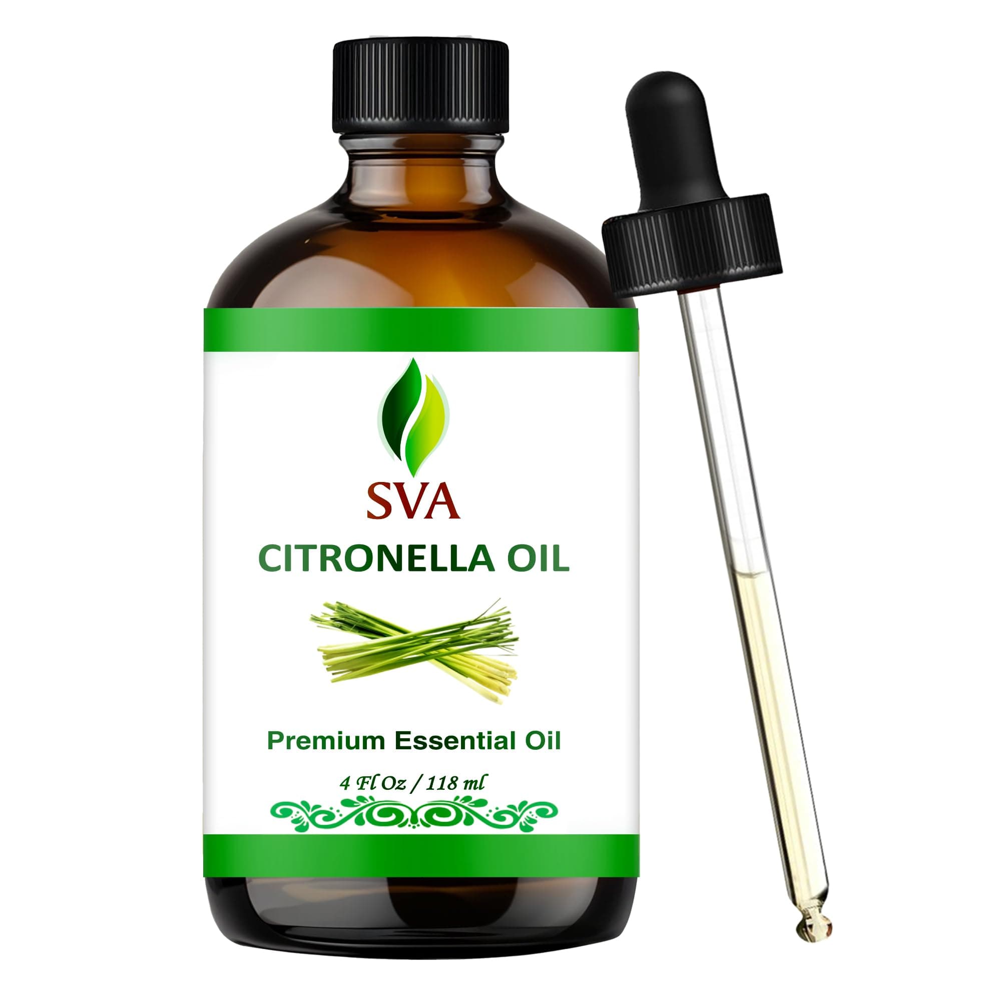 USDA Certified Organic Essential Citronella Oil - 4 Oz GURANTEED 100% Pure & Natural, Hexane Free, Authentic & Premium Therapeutic Grade Oil for Aromatherapy, Hair & Skin Care by SVA Organics