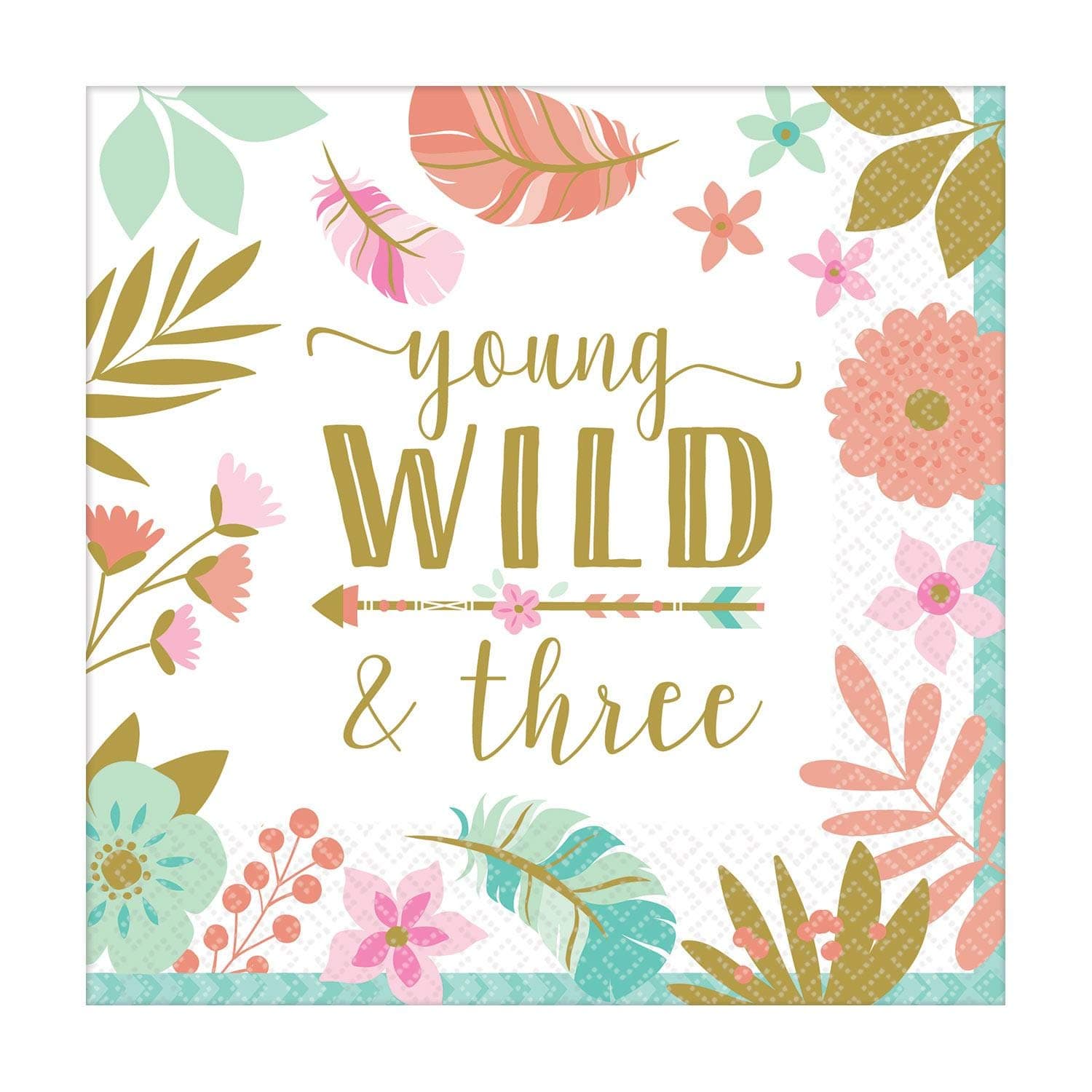 Happy Birthday 'Boho Girl' 3rd Birthday Lunch Napkins (16ct)