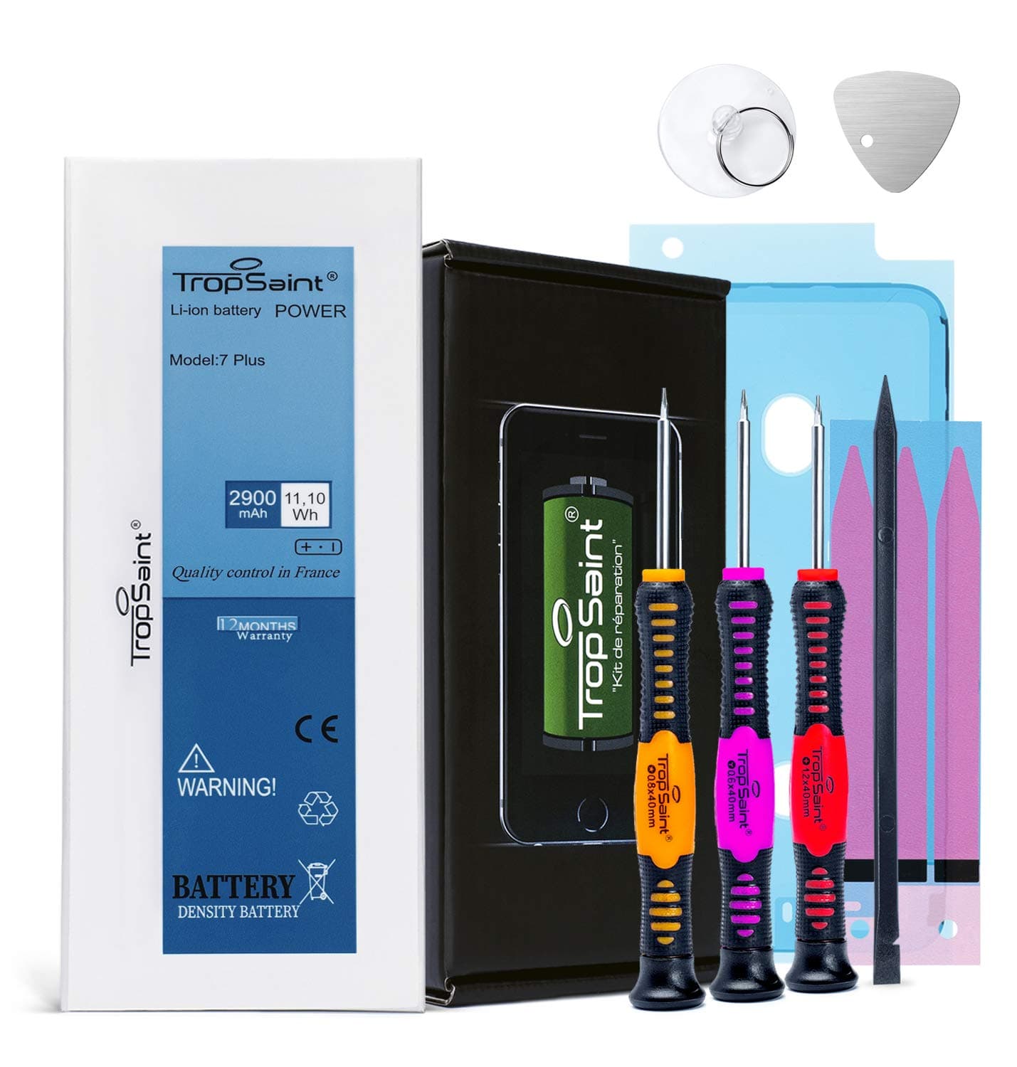 Trop Saint® Internal Battery Compatible with iPhone 7 Plus - (2900mAh, 3,82V) Kit with Adhesive Stickers and Tools