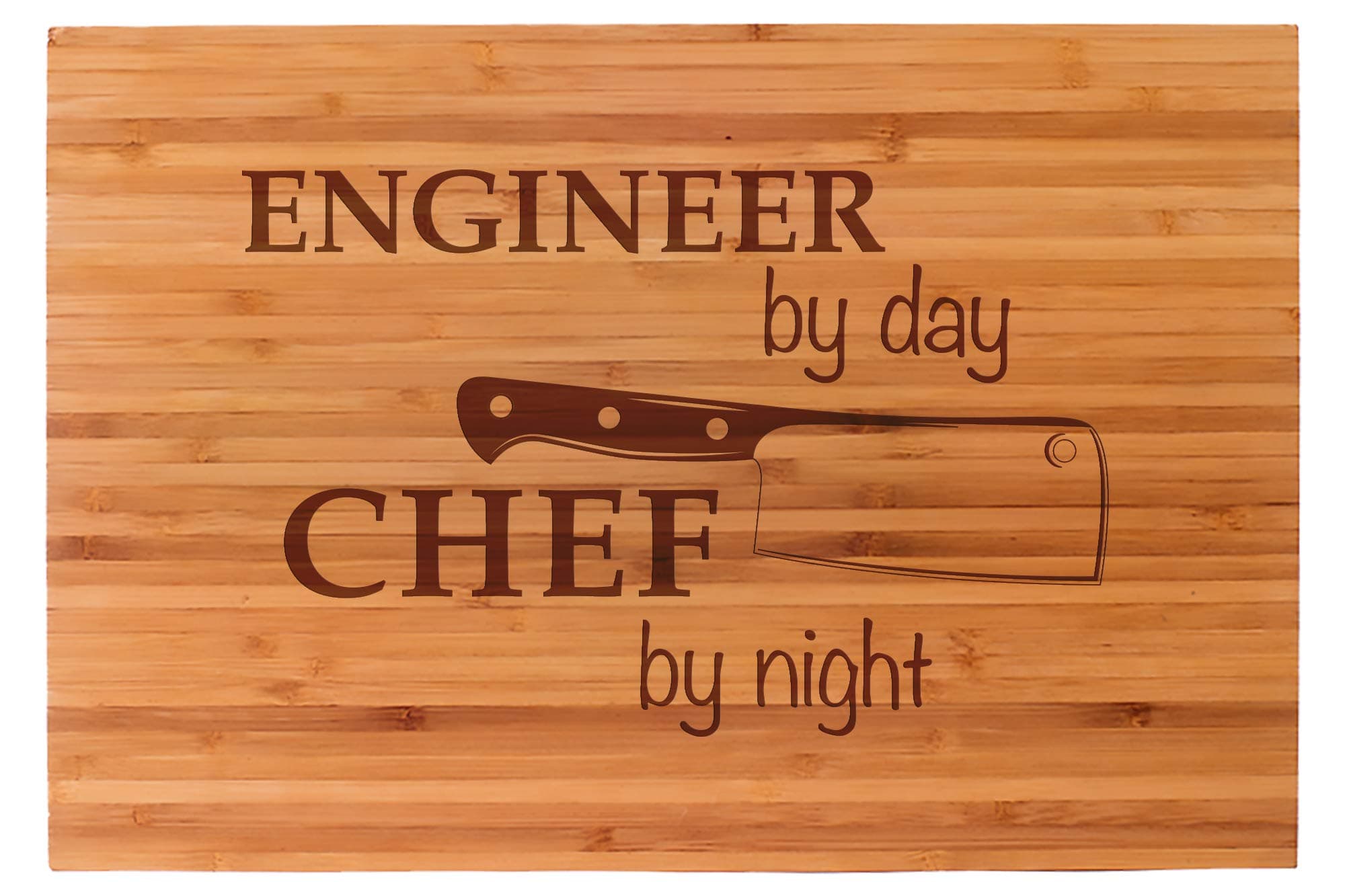 Engineer By Day Engraved Cutting Board, 15" x 10", Unique Gift For Engineers, Premium Bamboo Cutting Board, Great Christmas Gift Idea