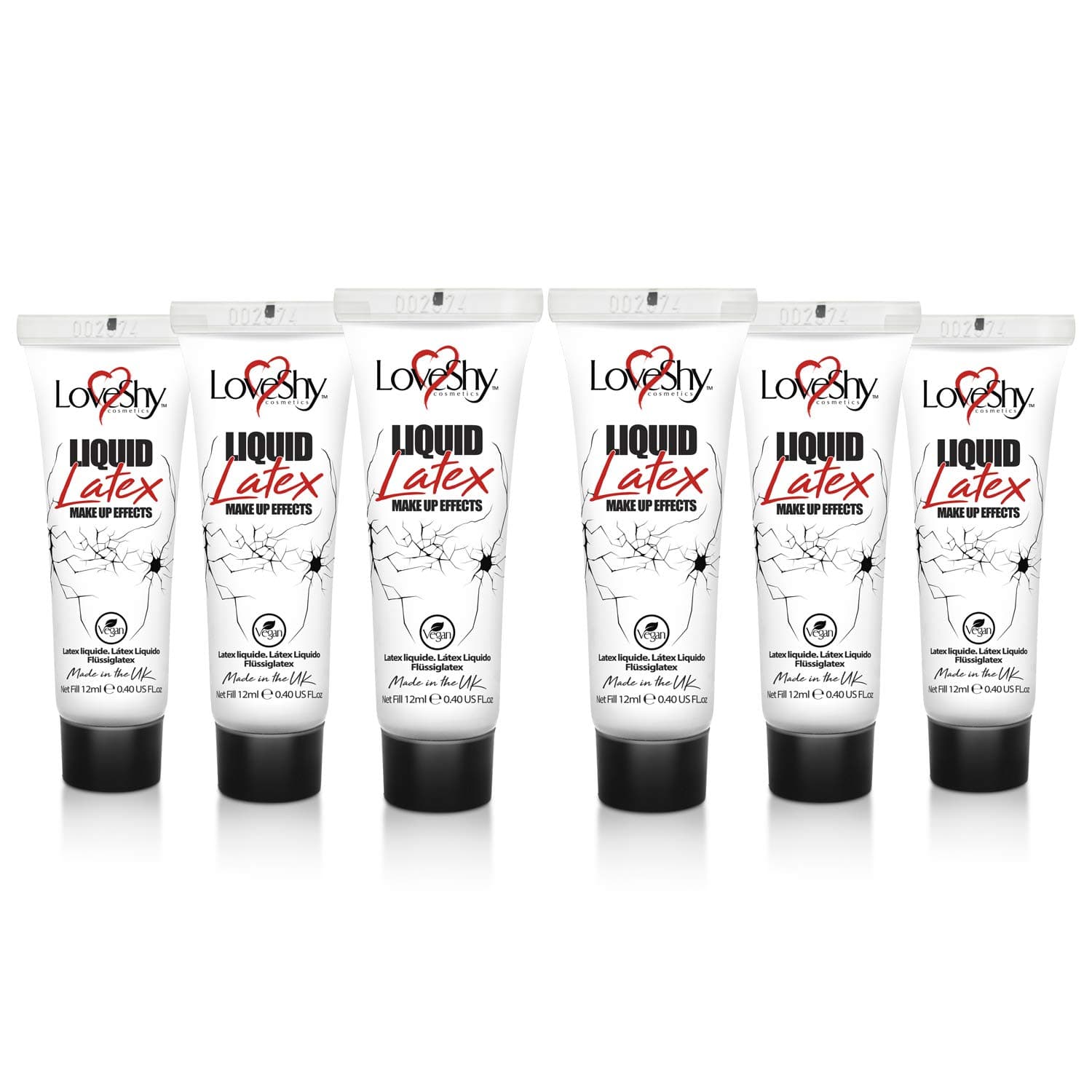 Liquid Latex by Loveshy Cosmetics (6 Pack) - Halloween Vampire Zombie Theatre Stage Special Effects Makeup, fancy dress makeup