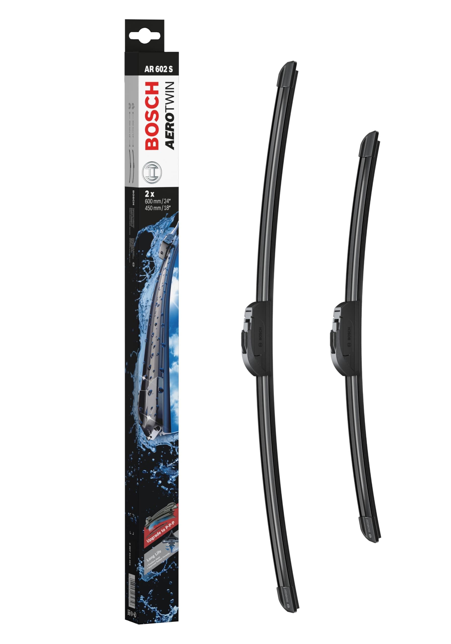Bosch Wiper Blade Aerotwin AR602S, Length: 600mm/450mm – Set of Front Wiper Blades - Only for Left-Hand Drive (EU)