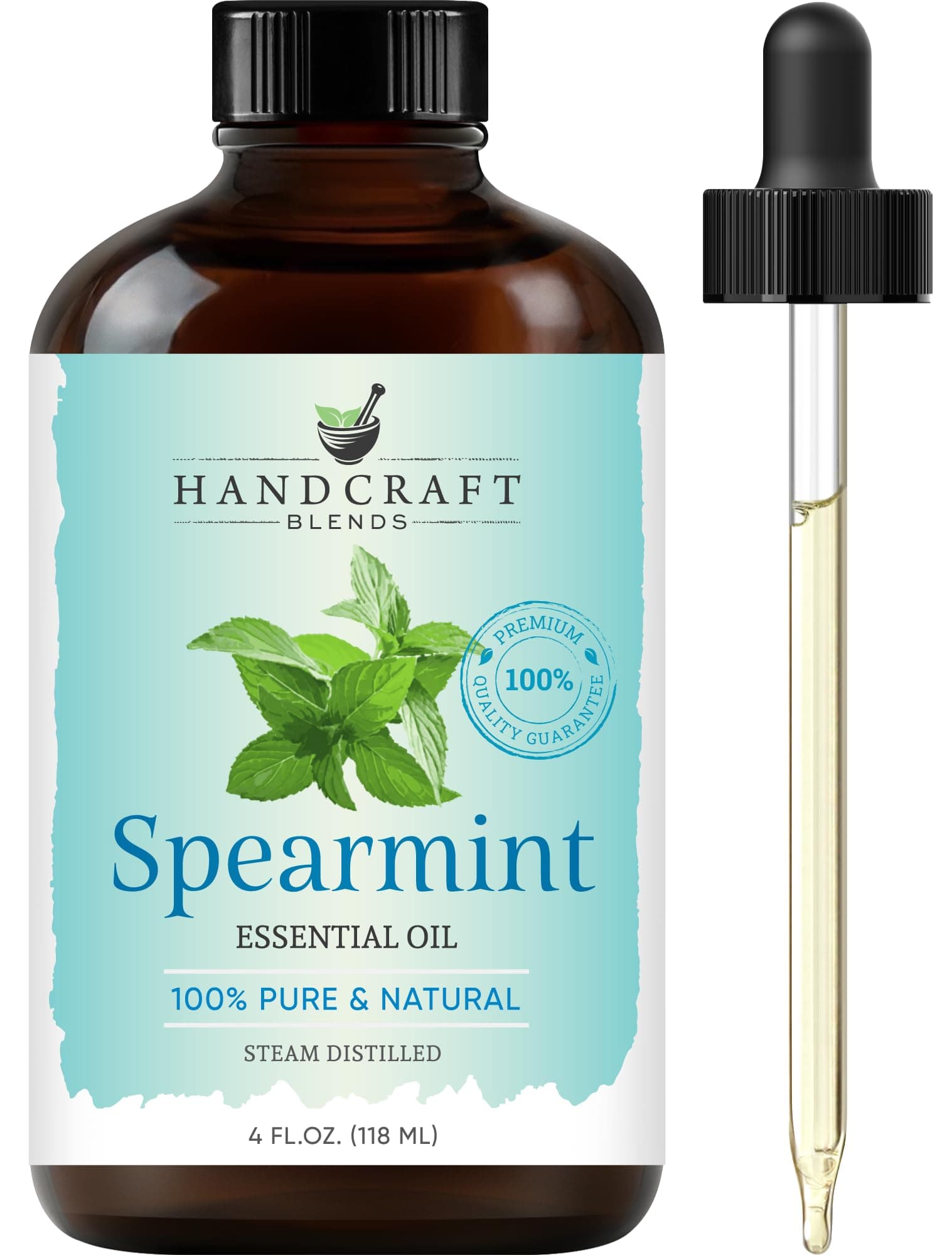 Handcraft Blends Spearmint Essential Oil – Huge 4 Fl Oz – 100% Pure and Natural – Premium Grade Essential Oil for Diffuser and Aromatherapy, Skin, Massage, Candle and Soap Making Fragrance