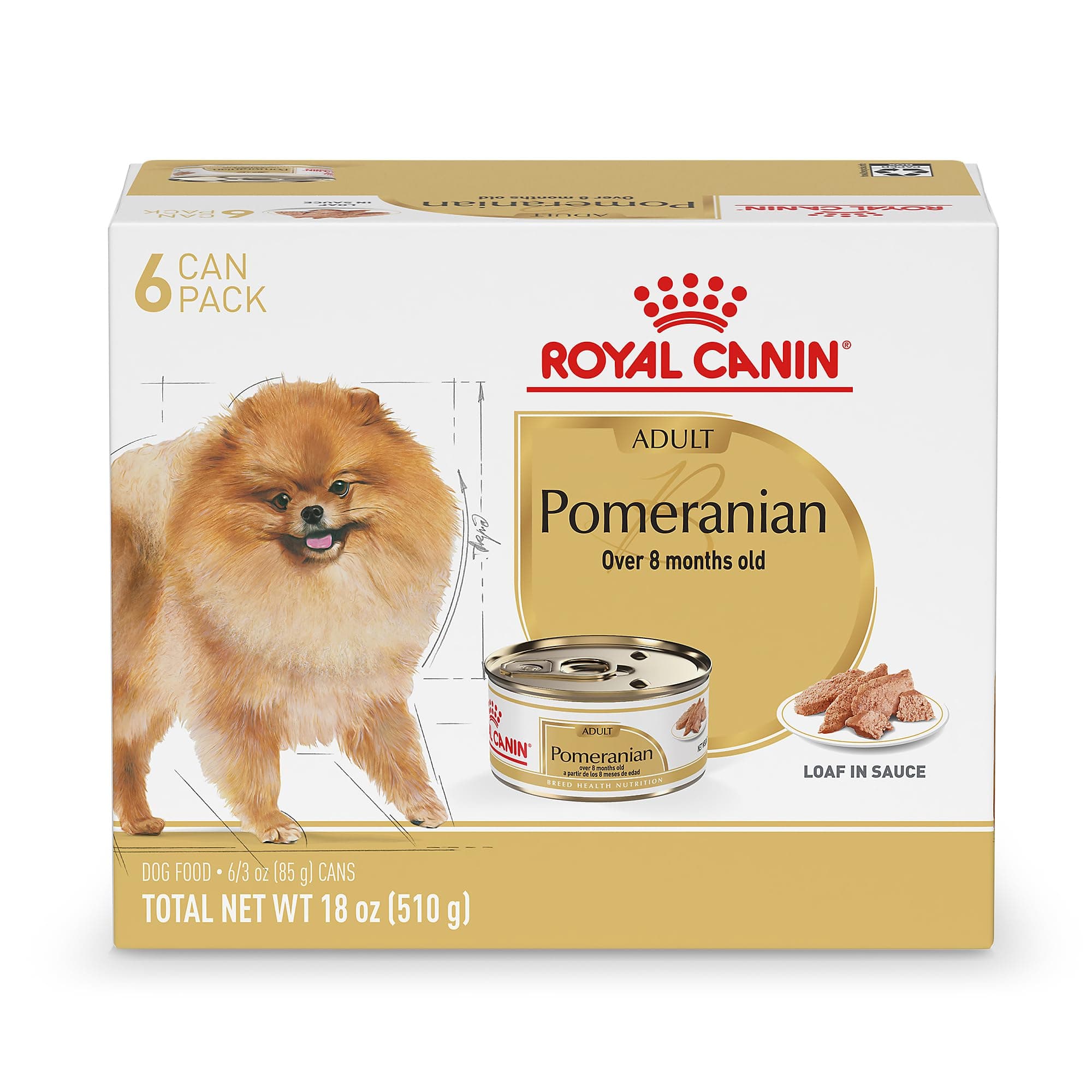 Royal Canin Pomeranian Adult Breed Specific Loaf in Sauce Canned Dog Food, 3 oz can (6-Pack)