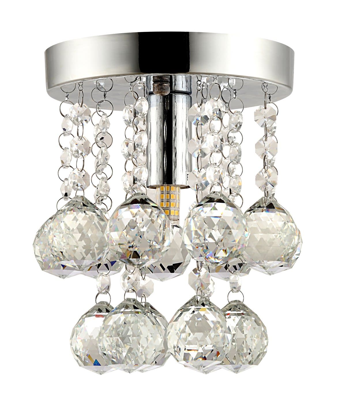 Fiveying LED Ceiling Crystal Chandelier Pendant Fixture 1 Light 16cm