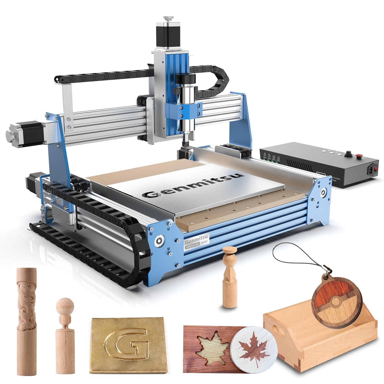 CNC Router Machine PROVerXL 4030 for Wood Metal Acrylic MDF Carving Arts Crafts DIY Design, 3 Axis Milling Cutting Engraving Machine, Working Area 400 x 300 x 110mm (15.7''x11.8''x4.3'')