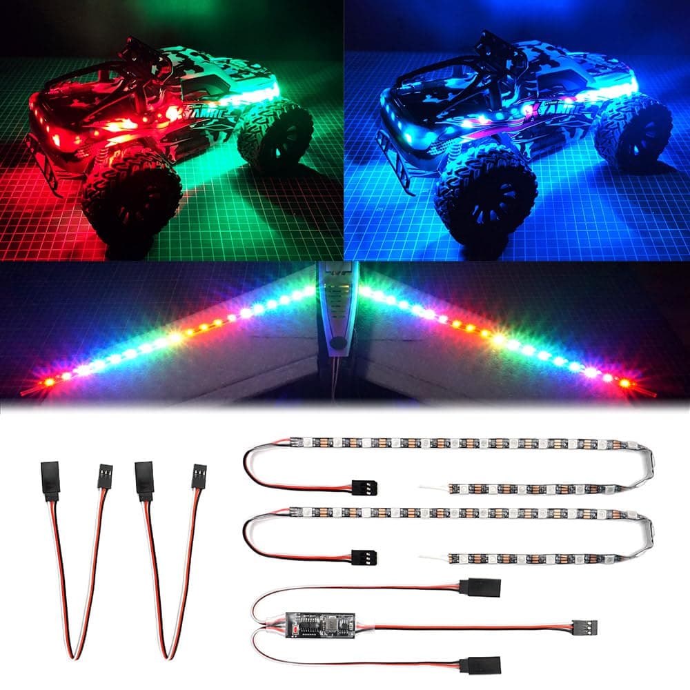 RC LED Light Strips Kit for RC Car Crawler Truck Airplane Boat Drone Fixed Wing Traxxas TRX4 Axial SCX10 Color Changeable