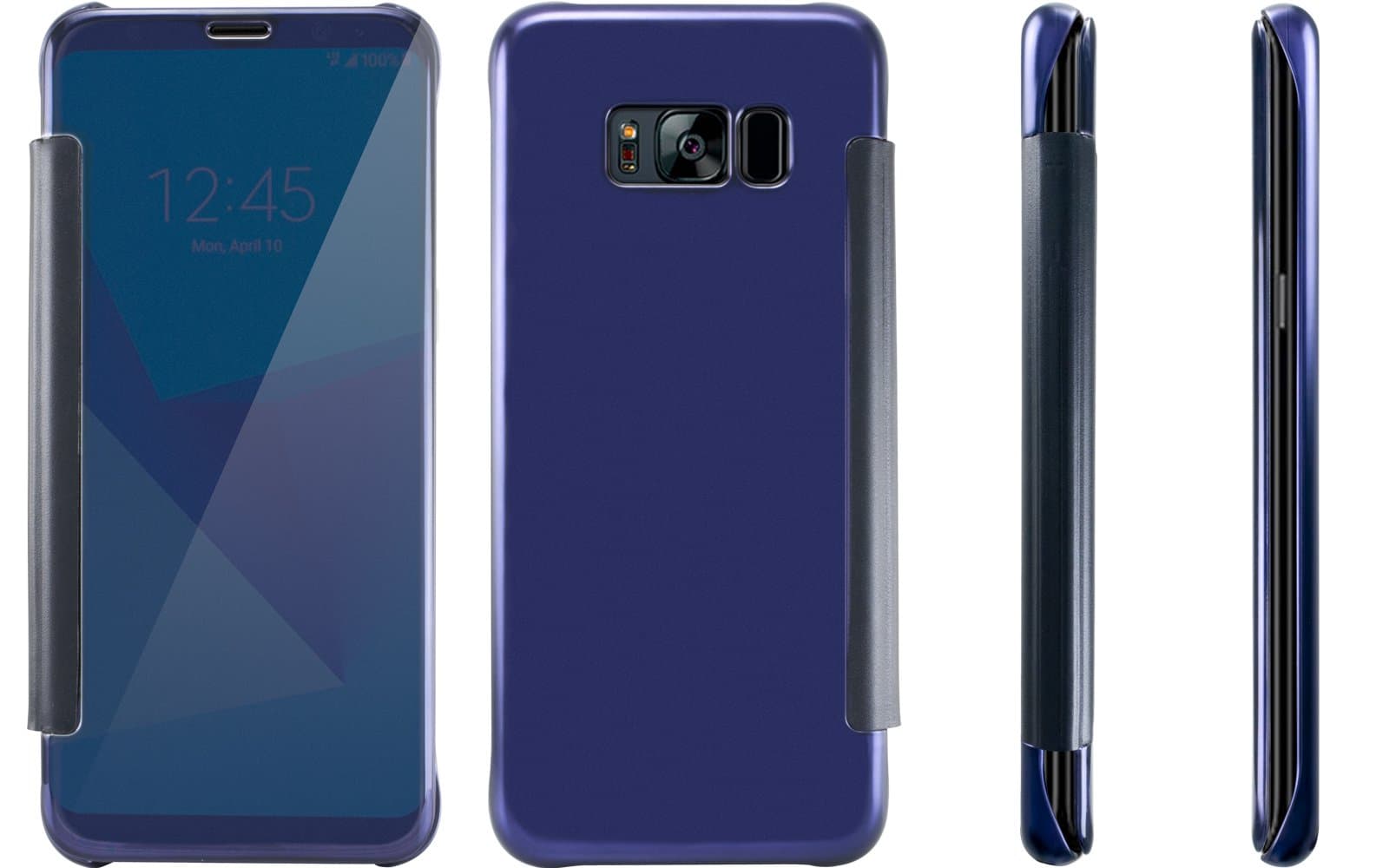 Luxury Slim Mirror Flip Clear View Protective Smart Case Cover for Samsung Galaxy S8 SM-G950 (Dark Blue)