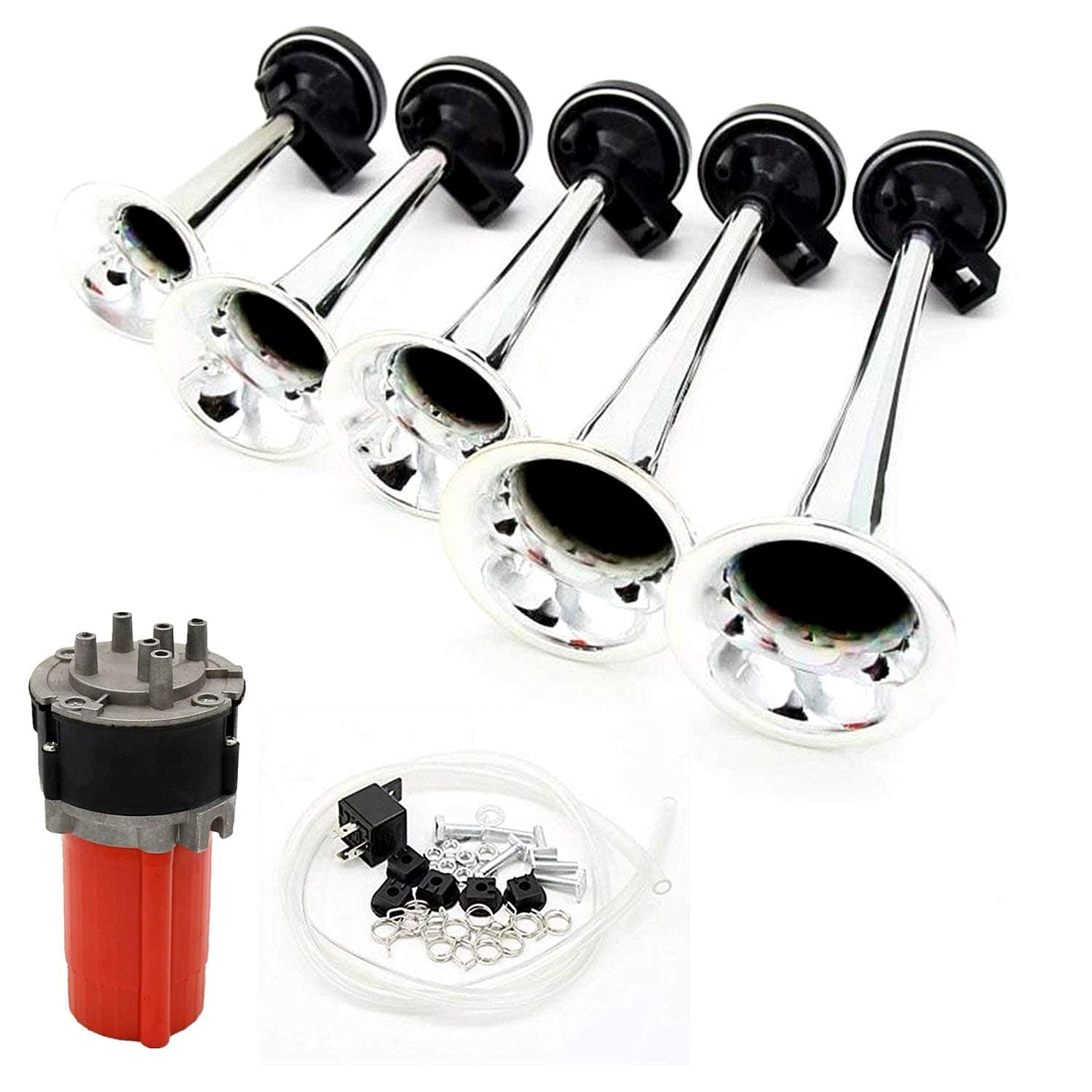 Viping Car Horn 150DB Air Horn Loud Speaker Air Horns Music Car Truck Five-tube Music Truck Horn with Compressor Air Pump Car Music Horn for any 12V vehicle train lorry car boat motorcycle SUV etc