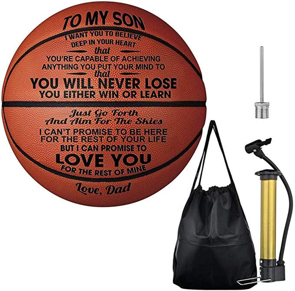 Engraved Basketball For Son - Personalized Basketball Indoor/Outdoor Game Ball For Son - To My Son You Will Never Lose Encouragement Gift for Graduation Birthday, Best Gift for Son (From Dad)