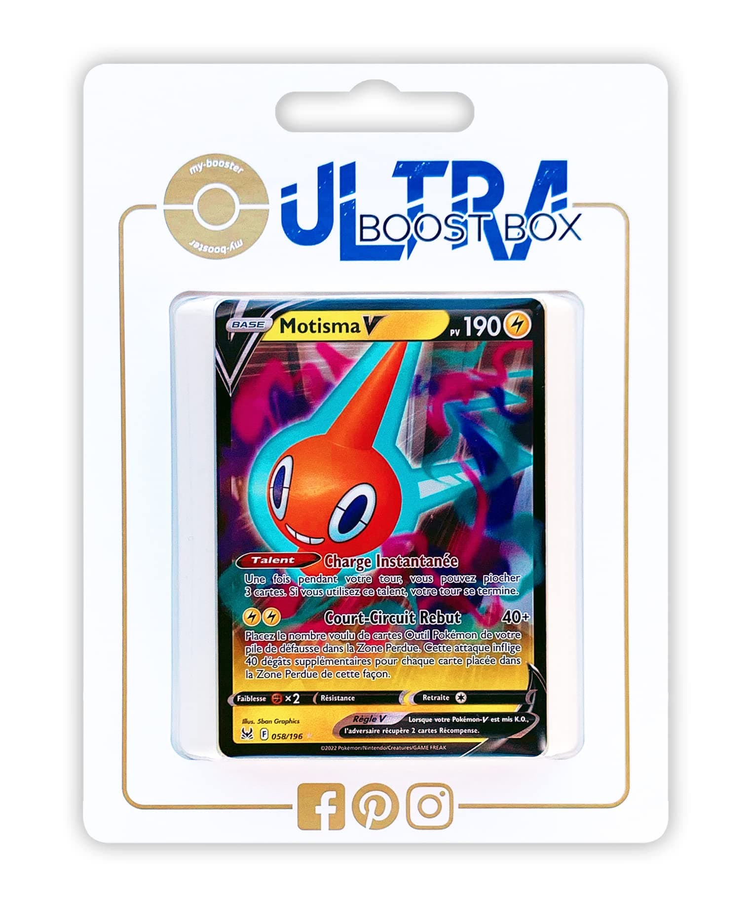 Motisma V (Rotom V) 58/196 - ULtraboost X Epée et Bouclier 11 Origine Perdue - Box of 10 Pokemon French cards