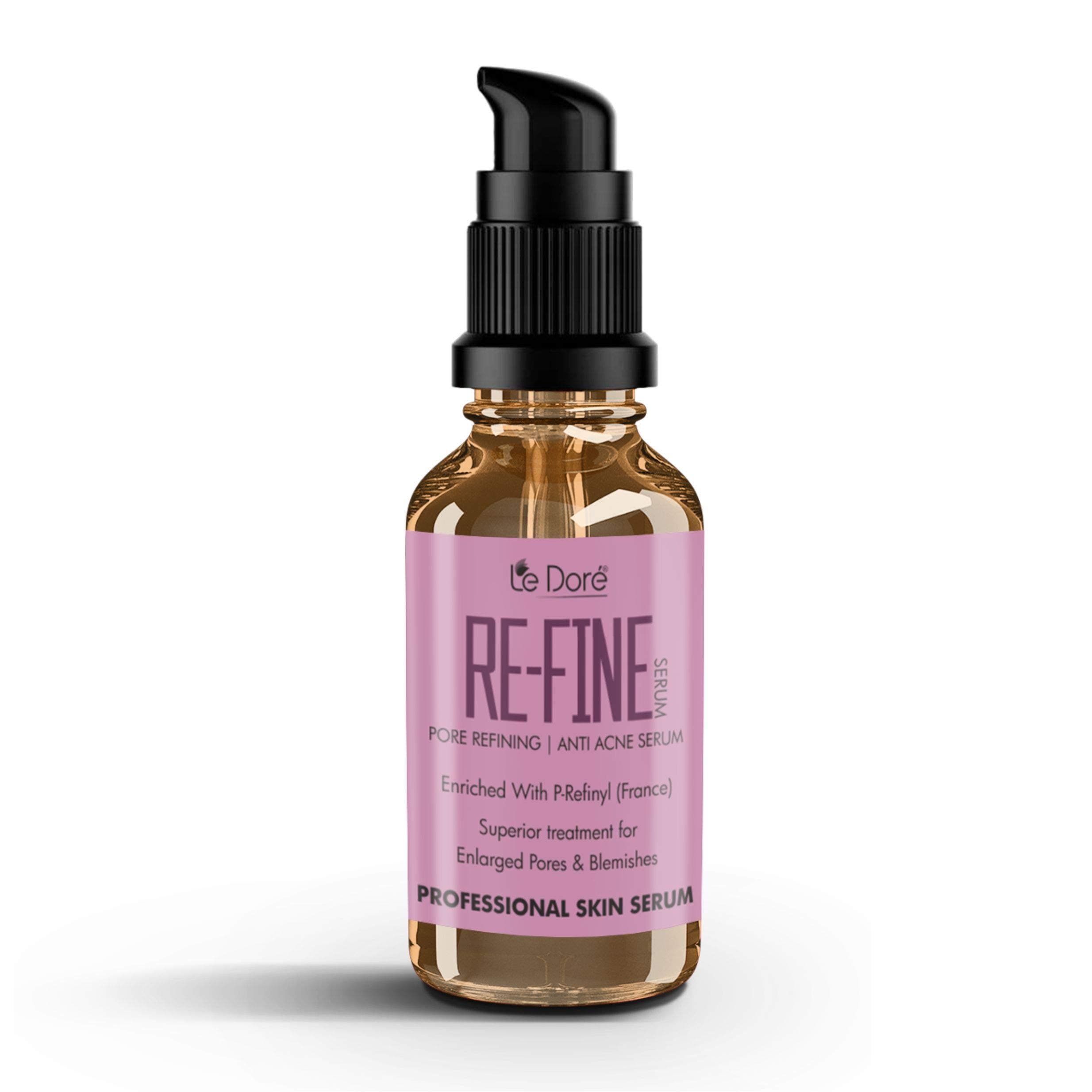 Le Dore Re-Fine Pore Tightening & Anti-Acne Serum | Clinically Proven Sebum Control & Blemish Care | Reduces Enlarged & Clogged Pores | For Clear, Balanced Skin | For Men & Women | 15ml