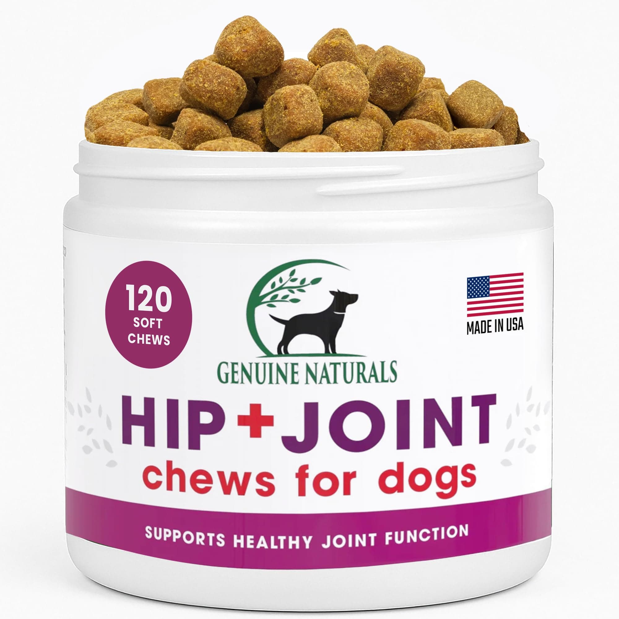 Hip and Joint Supplement for Dogs - Glucosamine Chondroitin, MSM, Organic Turmeric Soft Chews, Dog Vitamins, Supports Healthy Joint Function and Helps with Pain Relief,120 Count
