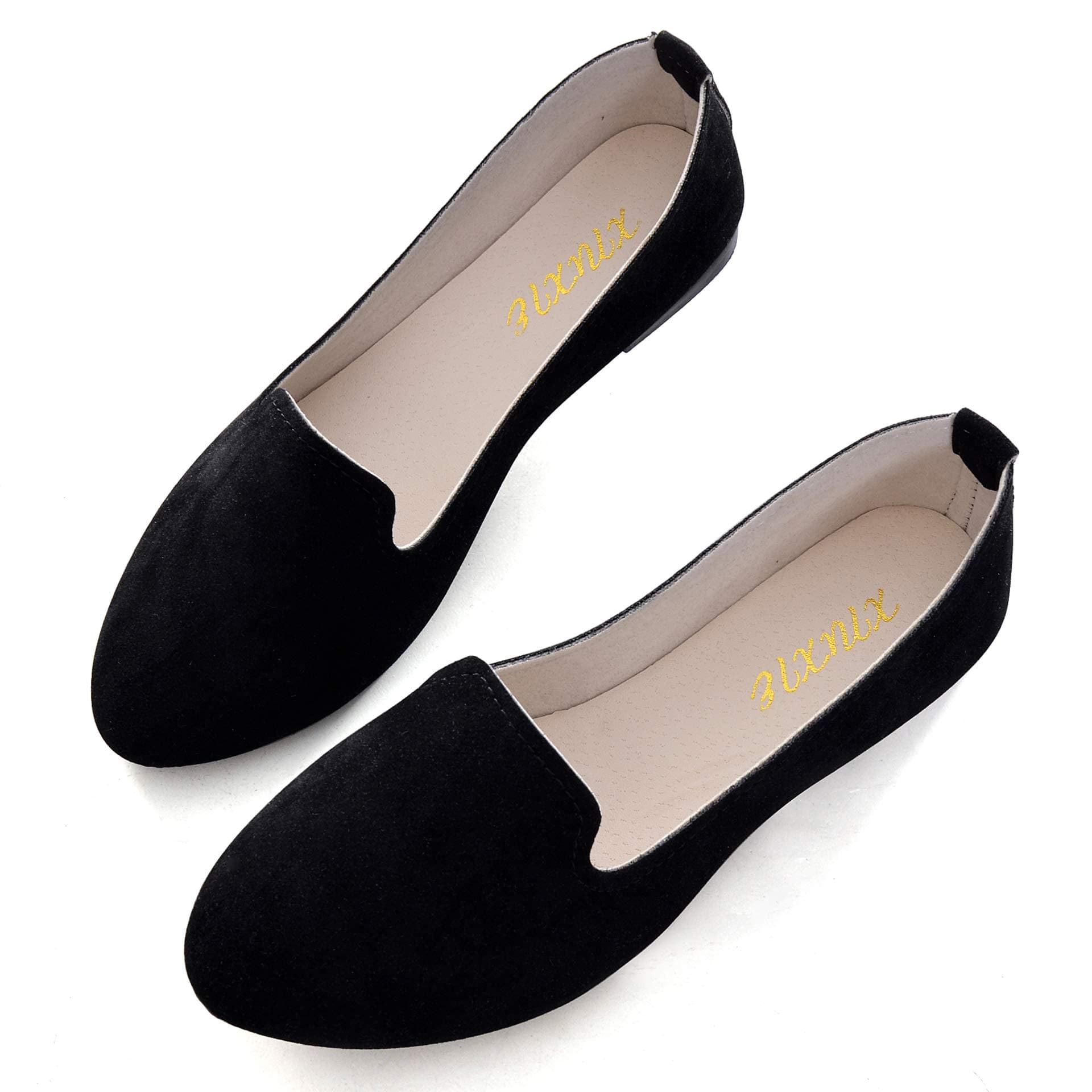 TN TANGNEST Slduv7 Women Pointed Comfortable Flat Ballet Shoes Black