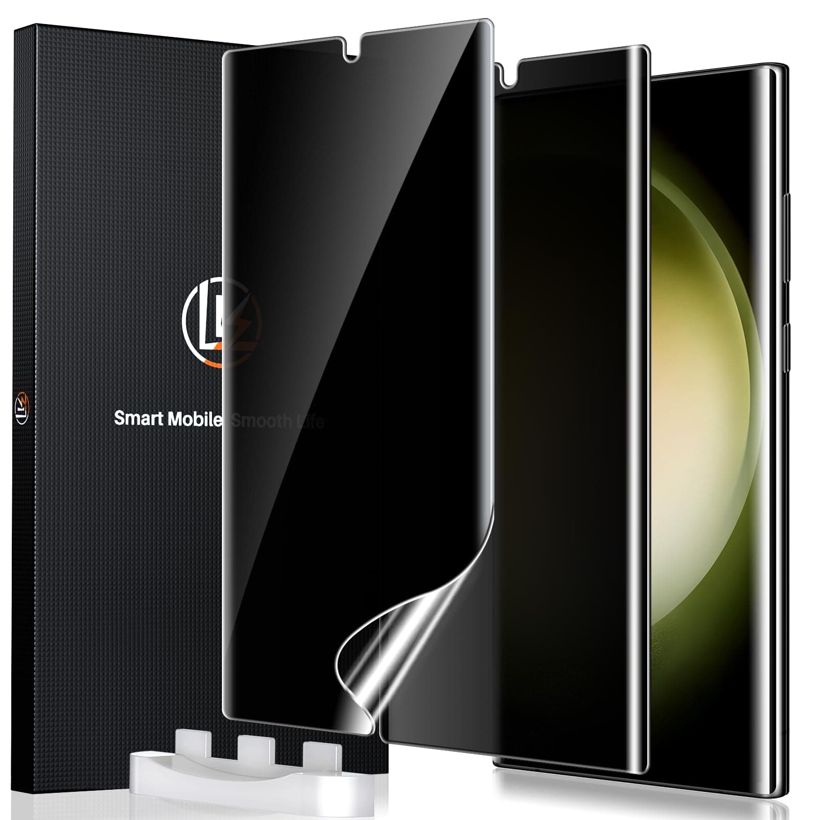 LK 2 Pack for Samsung Galaxy S23 Ultra Screen Protector [Not Glass], 2 Pack Glass Camera Lens Screen with Easy Installation Tool [Fingerprint Compatible] 3D Full Coverage for S23 Ultra